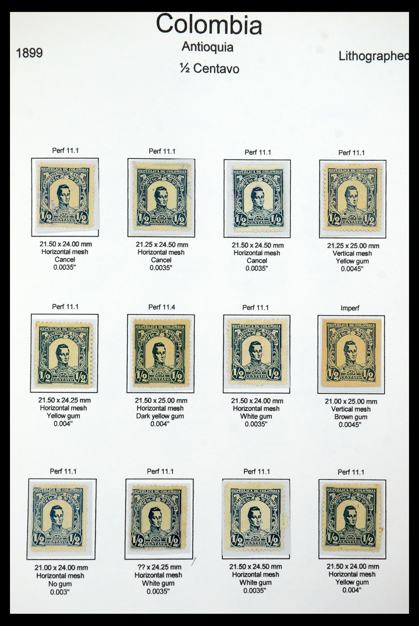 35519 009 - Postzegelverzameling 35519 Colombia Antioquia 1899.