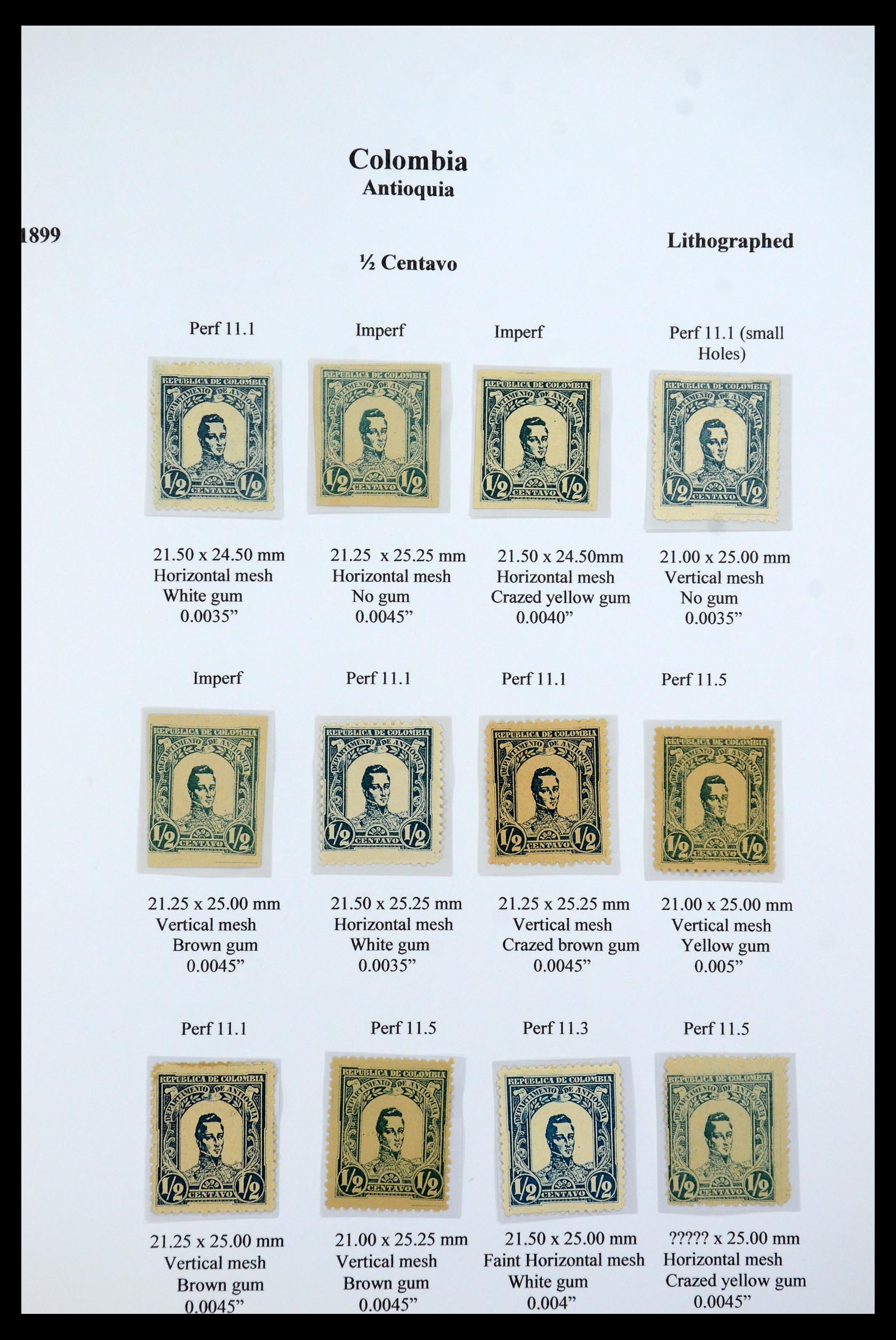 35519 010 - Postzegelverzameling 35519 Colombia Antioquia 1899.