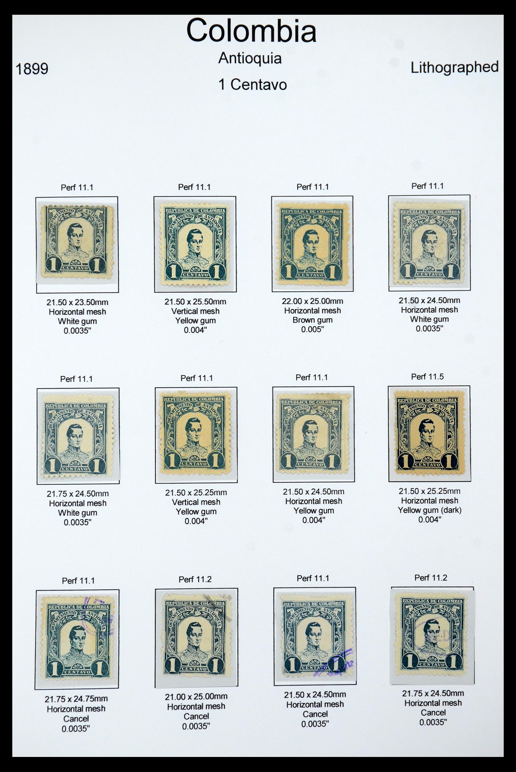 35519 012 - Postzegelverzameling 35519 Colombia Antioquia 1899.