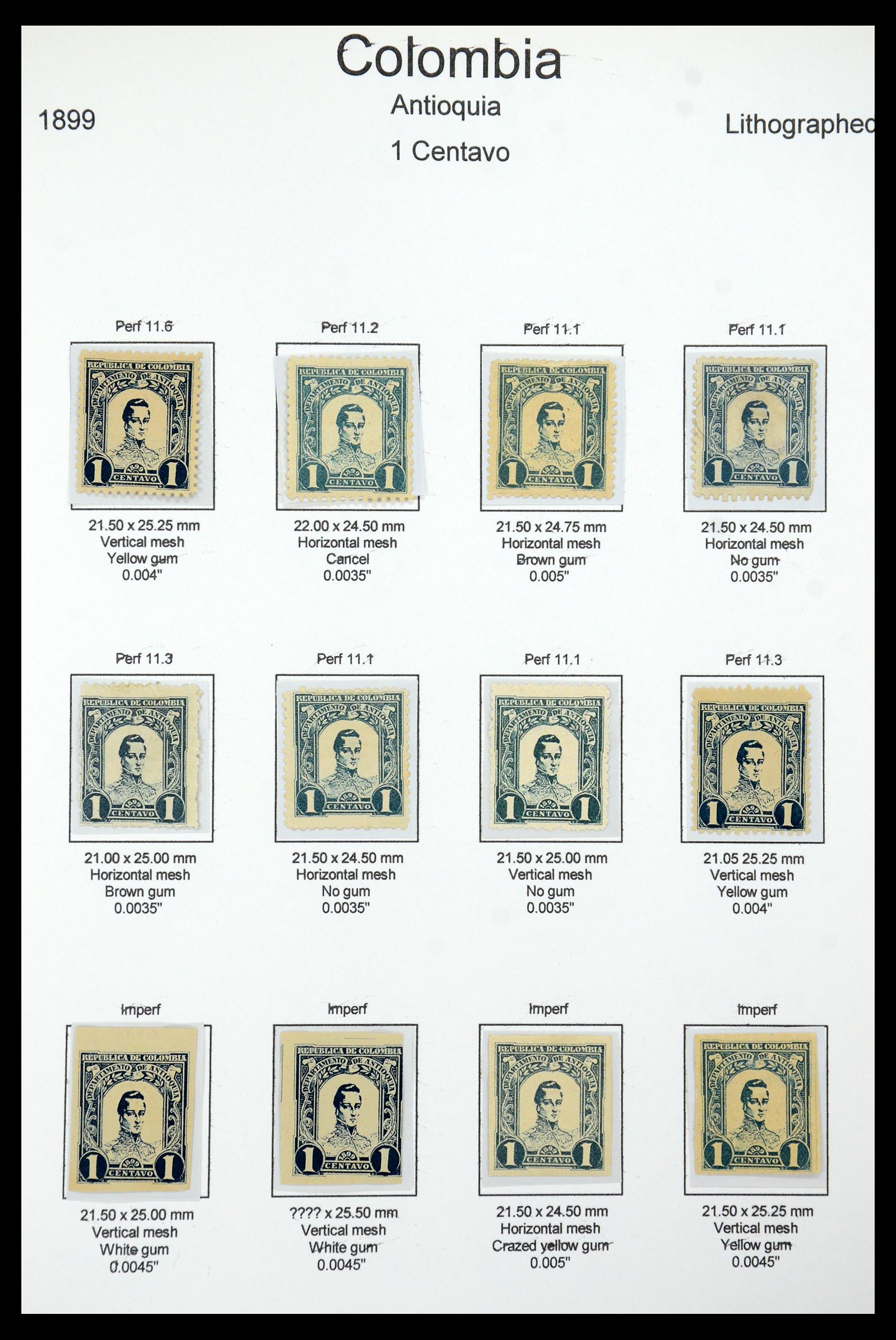 35519 013 - Postzegelverzameling 35519 Colombia Antioquia 1899.
