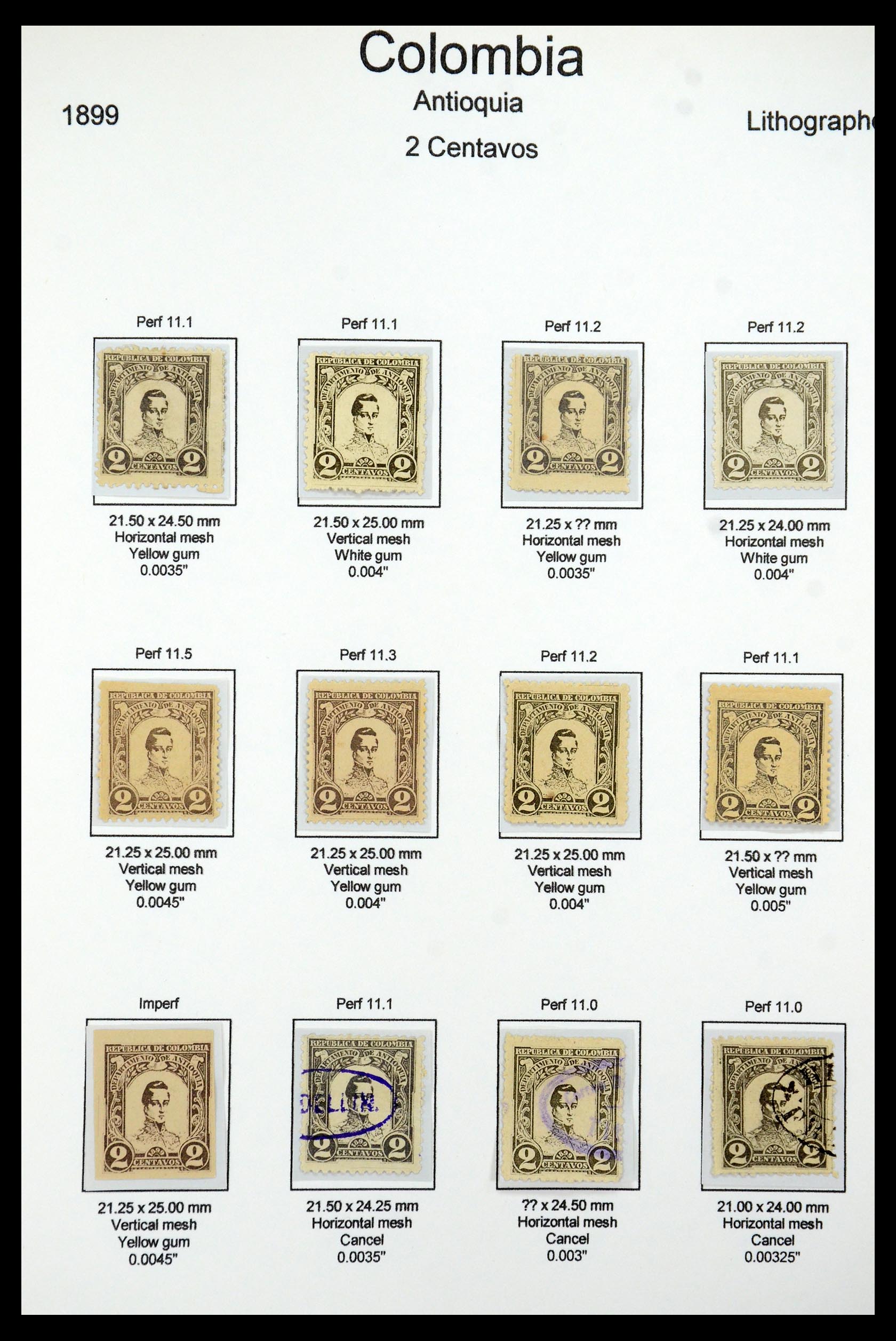 35519 016 - Postzegelverzameling 35519 Colombia Antioquia 1899.