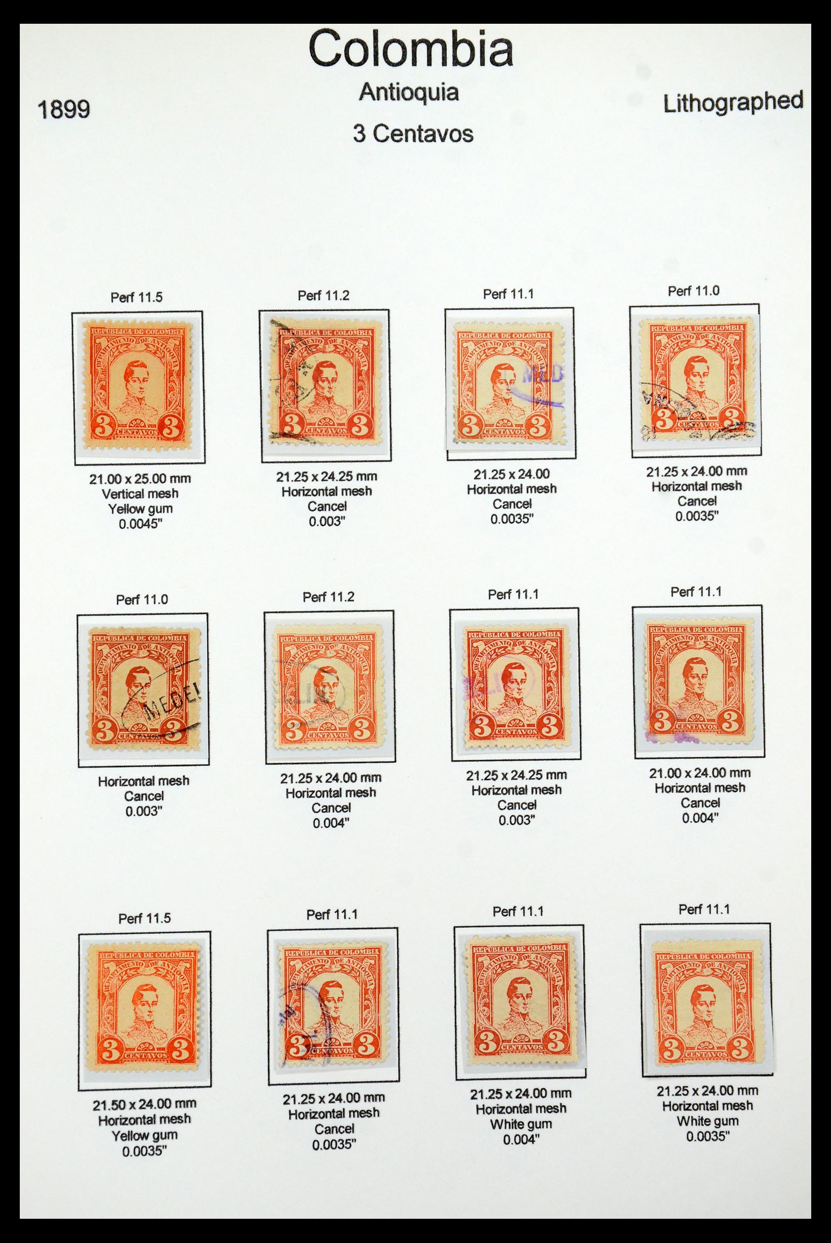 35519 023 - Postzegelverzameling 35519 Colombia Antioquia 1899.