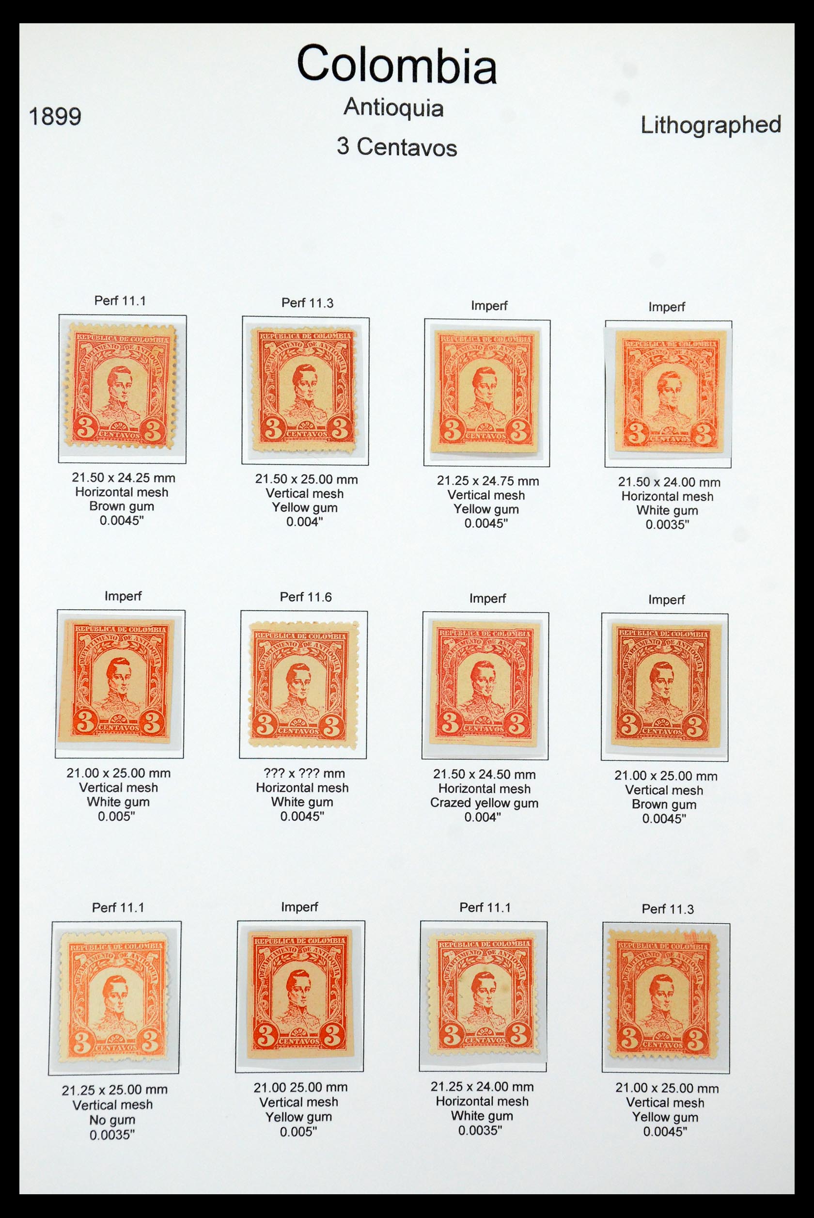 35519 024 - Postzegelverzameling 35519 Colombia Antioquia 1899.