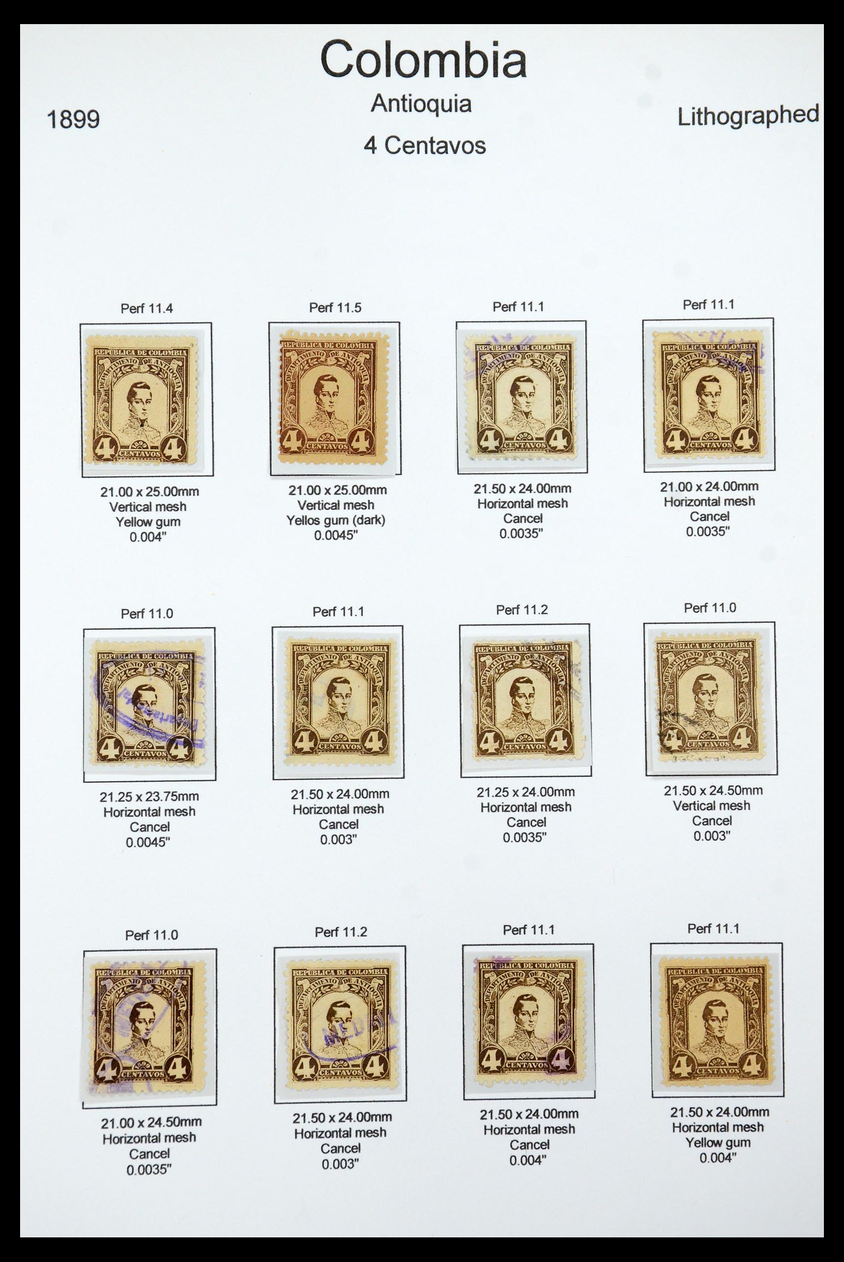 35519 028 - Postzegelverzameling 35519 Colombia Antioquia 1899.