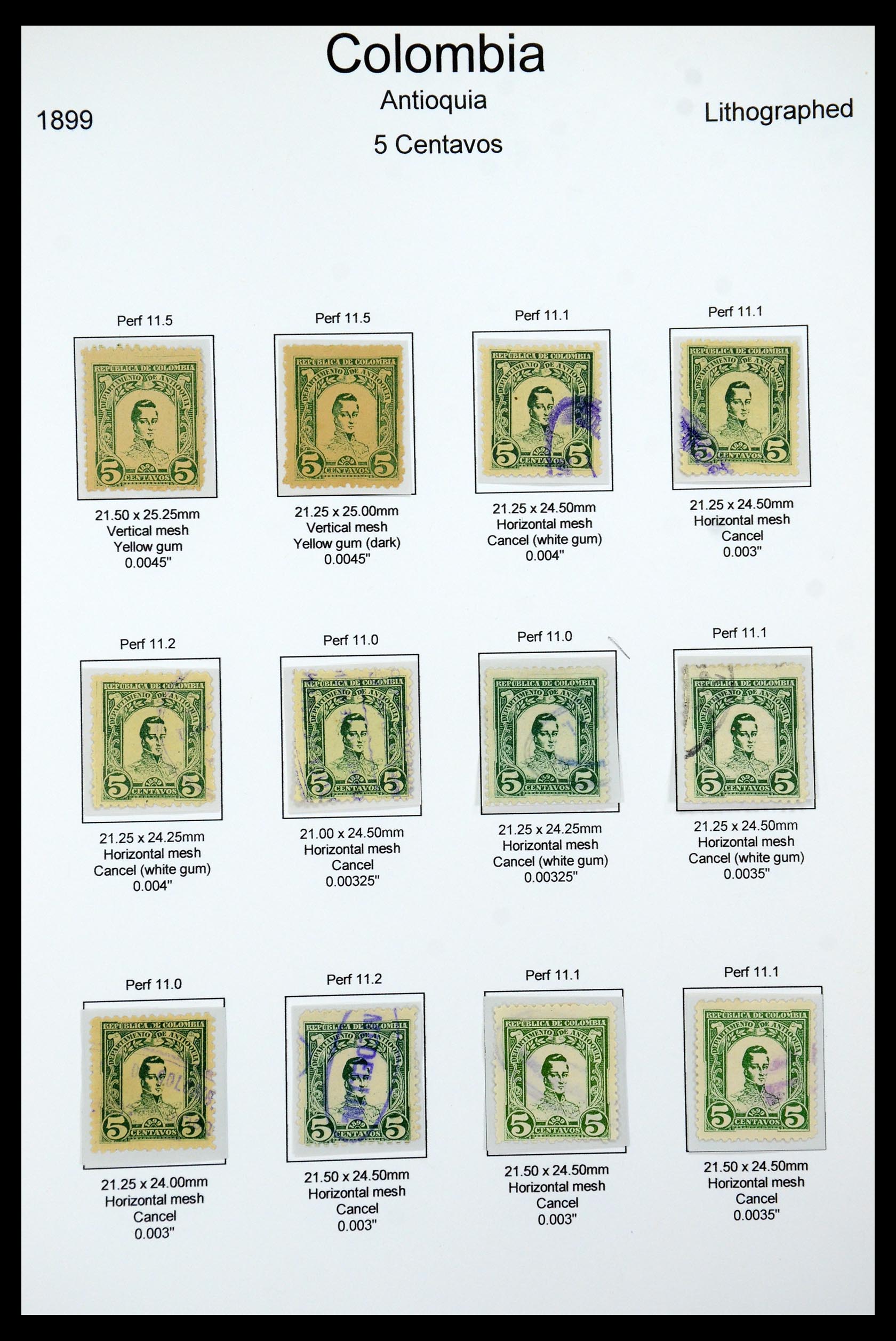 35519 032 - Postzegelverzameling 35519 Colombia Antioquia 1899.