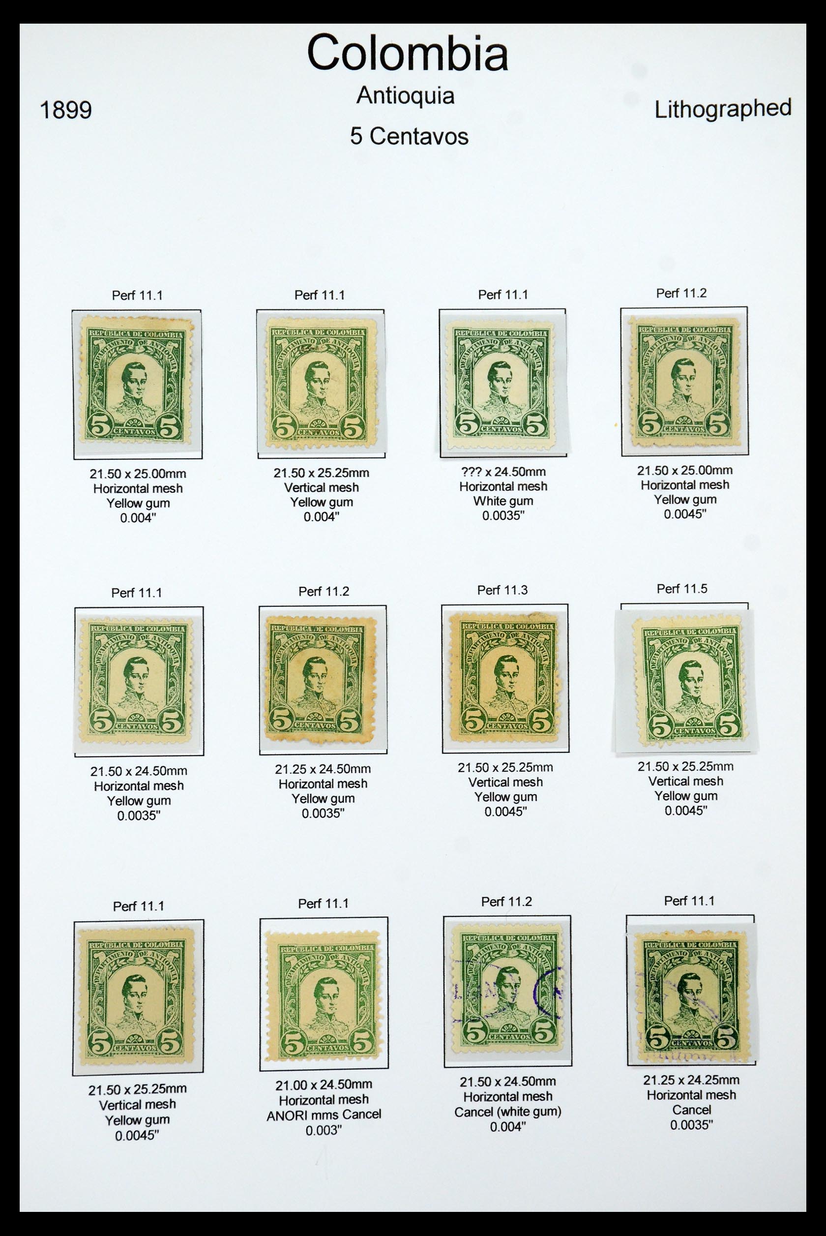 35519 033 - Postzegelverzameling 35519 Colombia Antioquia 1899.