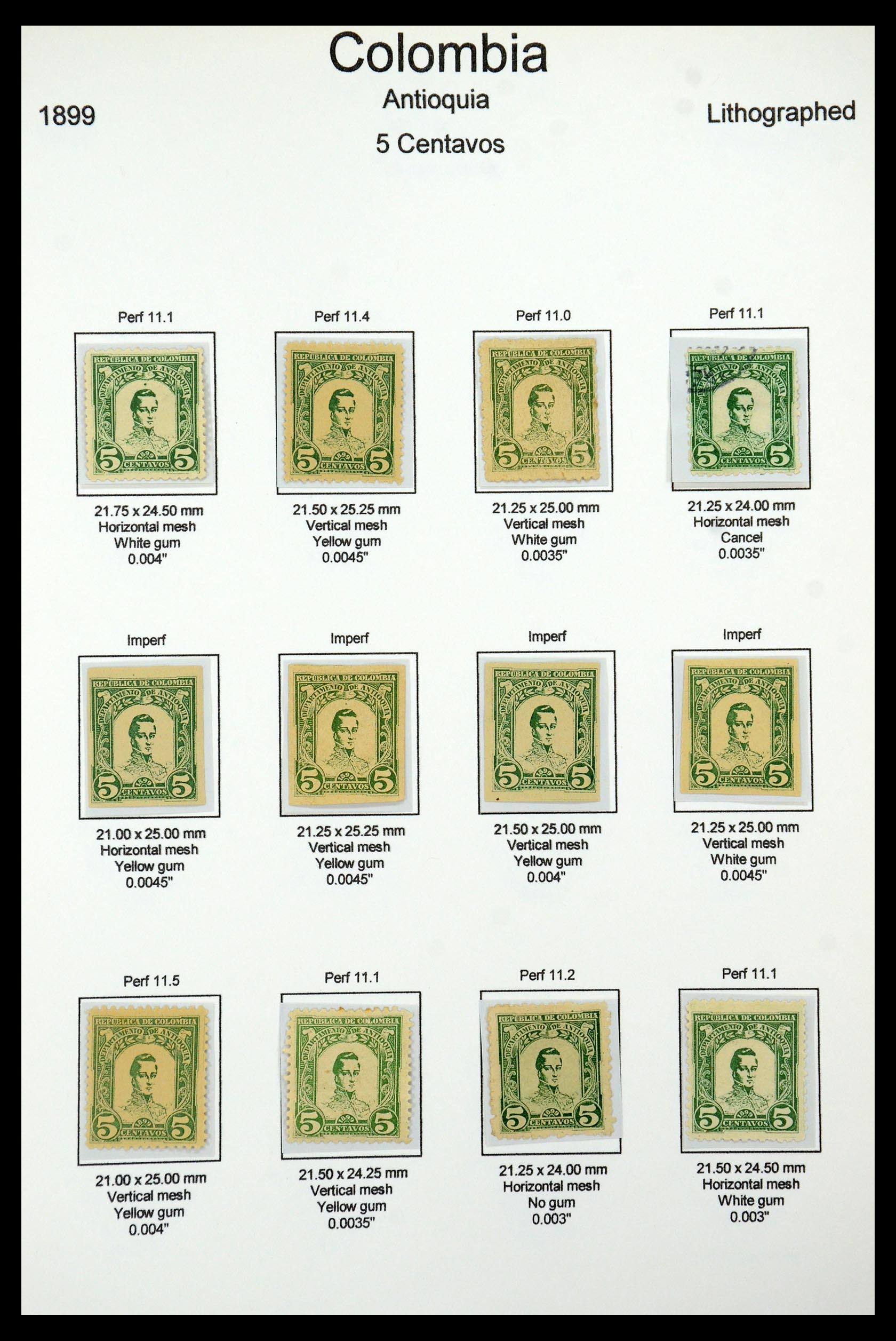 35519 034 - Postzegelverzameling 35519 Colombia Antioquia 1899.
