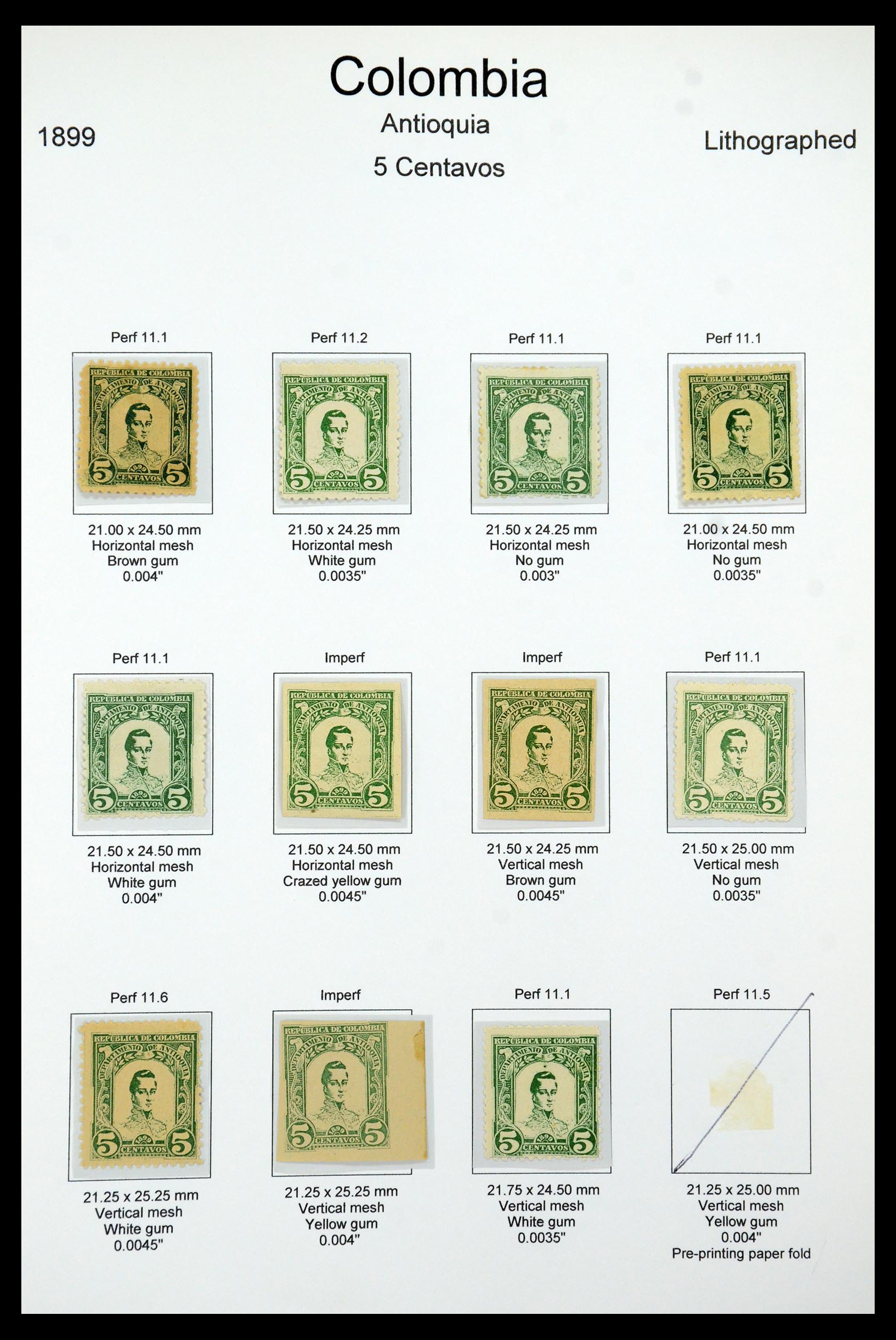 35519 035 - Postzegelverzameling 35519 Colombia Antioquia 1899.