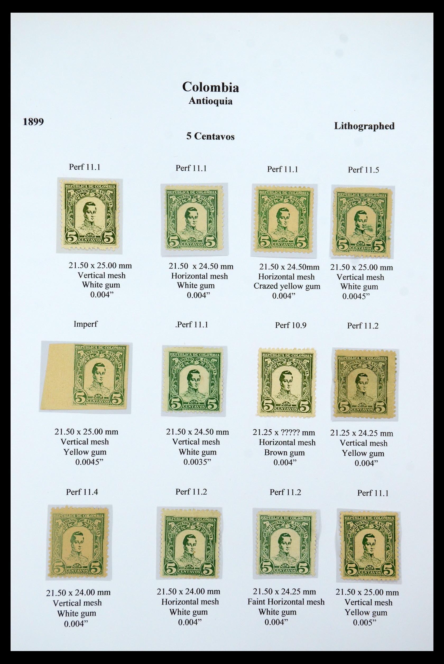 35519 036 - Postzegelverzameling 35519 Colombia Antioquia 1899.
