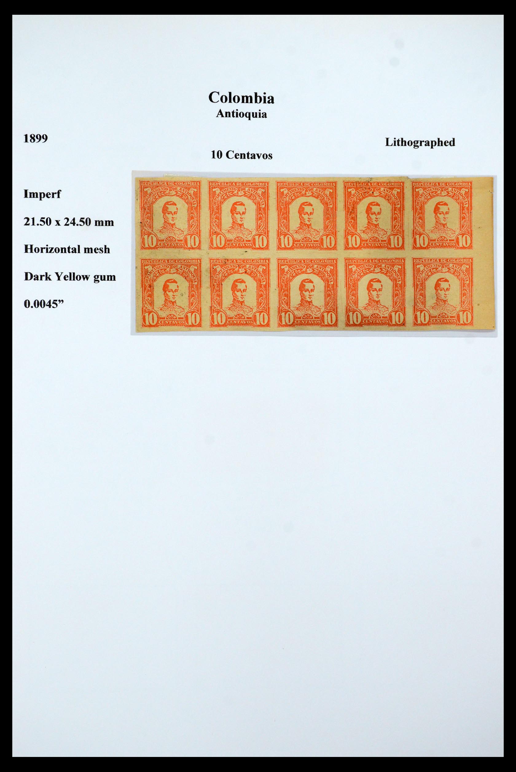 35519 037 - Postzegelverzameling 35519 Colombia Antioquia 1899.