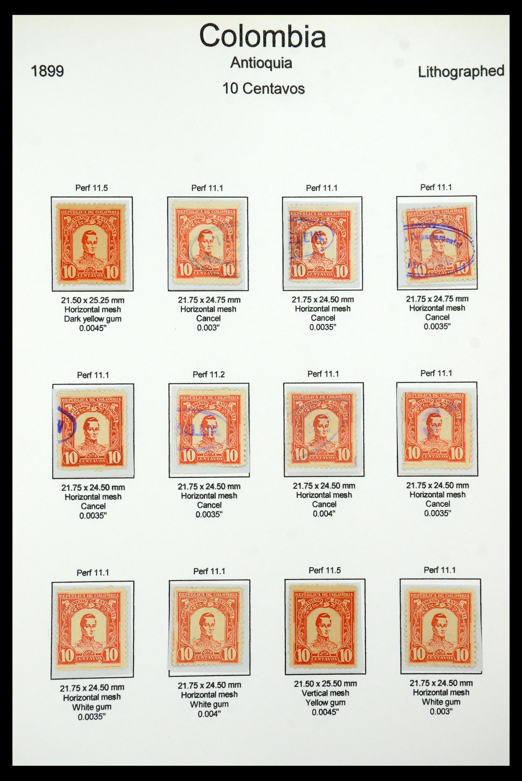 35519 039 - Postzegelverzameling 35519 Colombia Antioquia 1899.