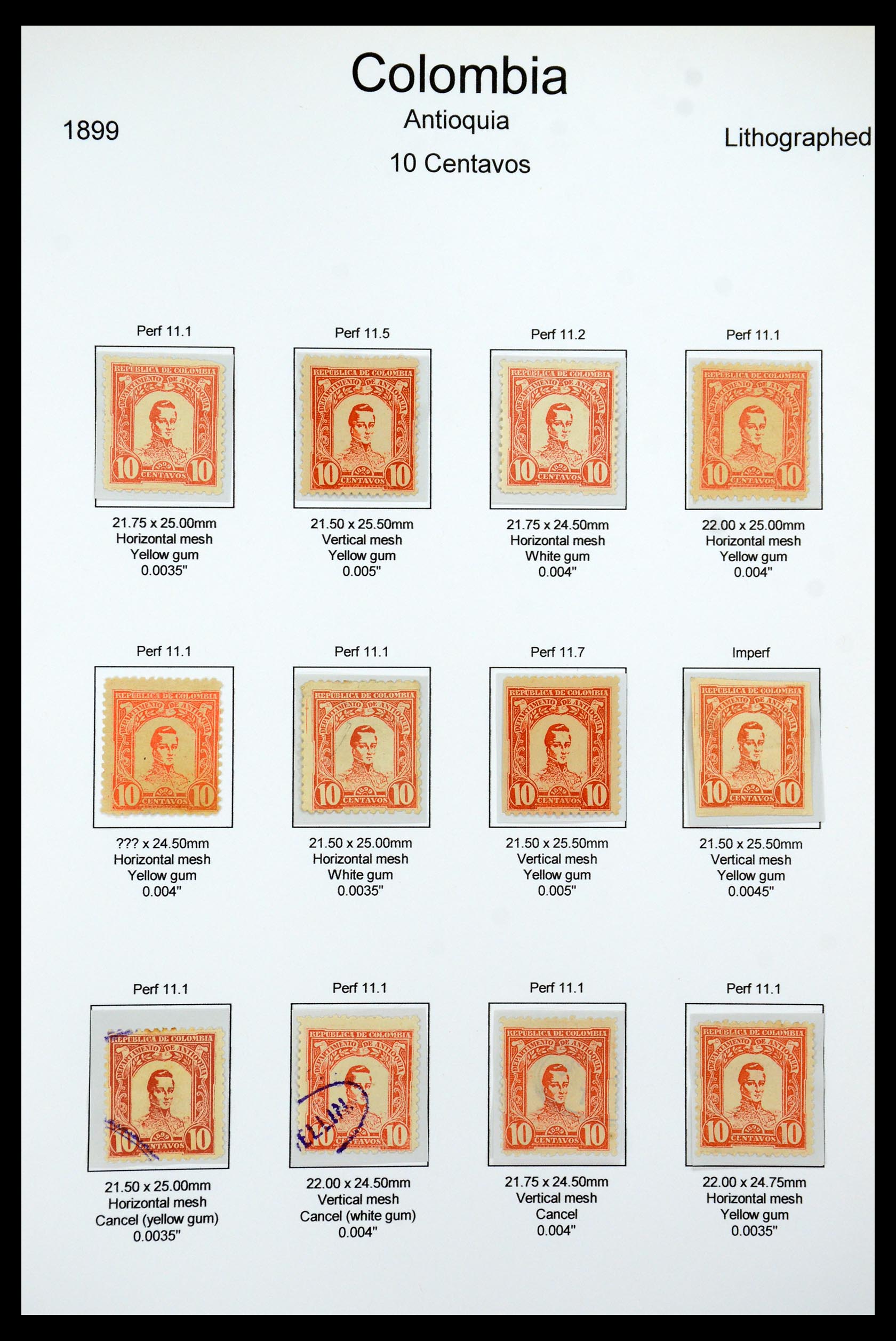 35519 040 - Postzegelverzameling 35519 Colombia Antioquia 1899.