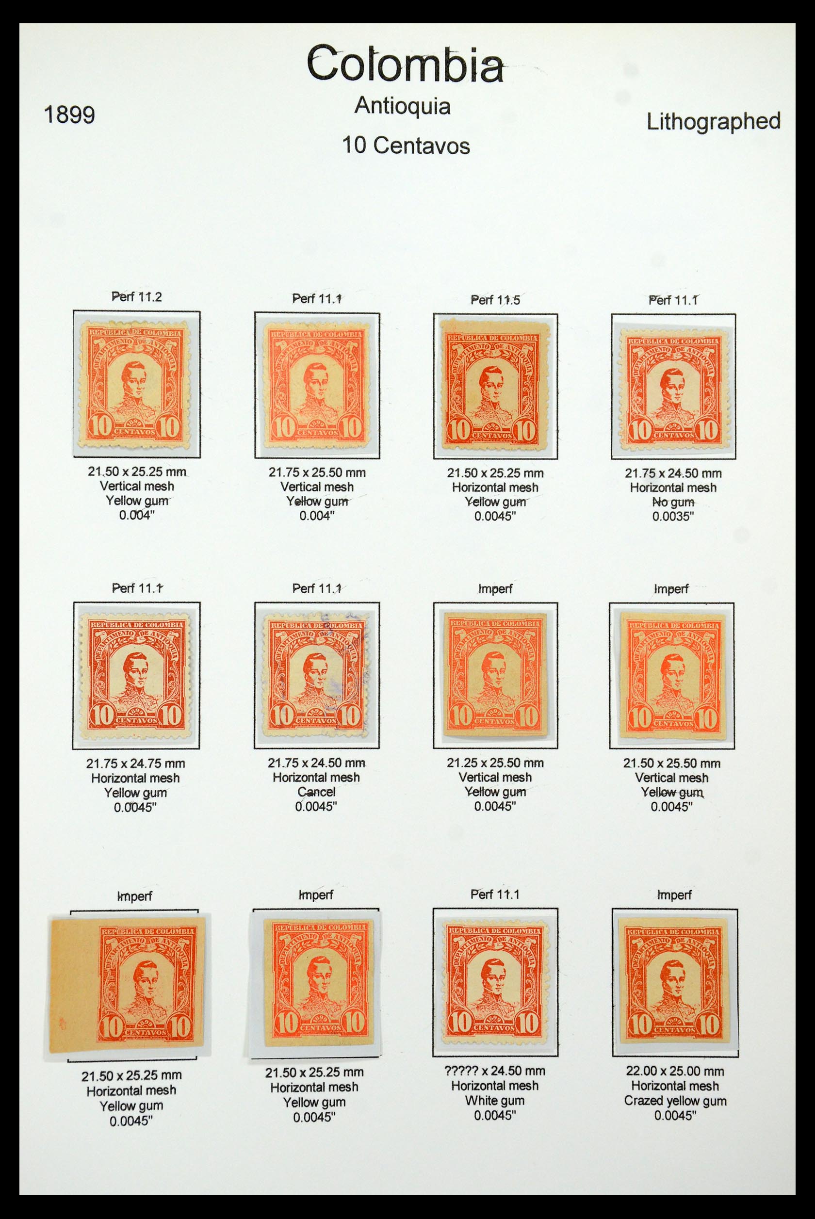 35519 041 - Postzegelverzameling 35519 Colombia Antioquia 1899.