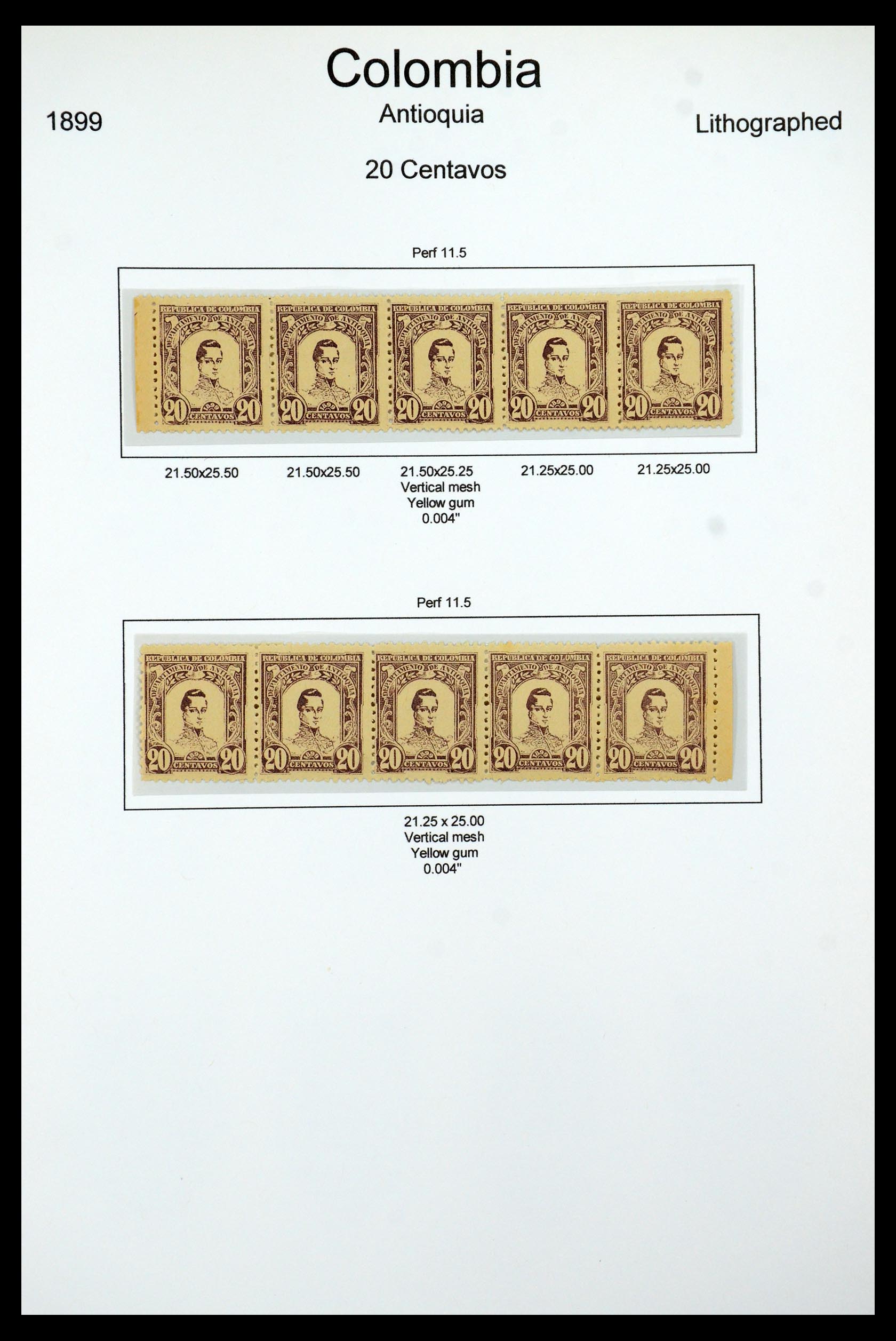 35519 047 - Postzegelverzameling 35519 Colombia Antioquia 1899.