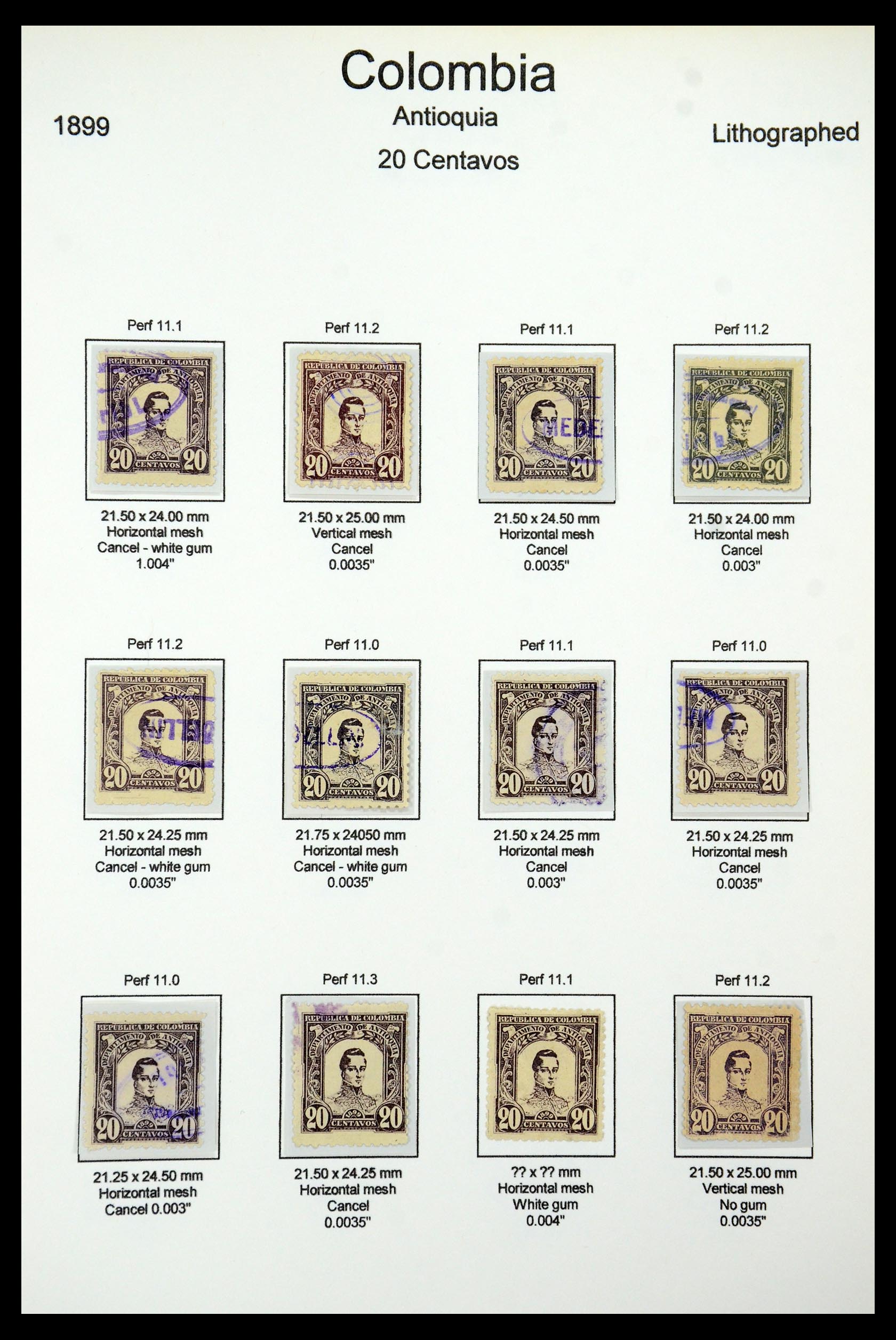 35519 048 - Postzegelverzameling 35519 Colombia Antioquia 1899.