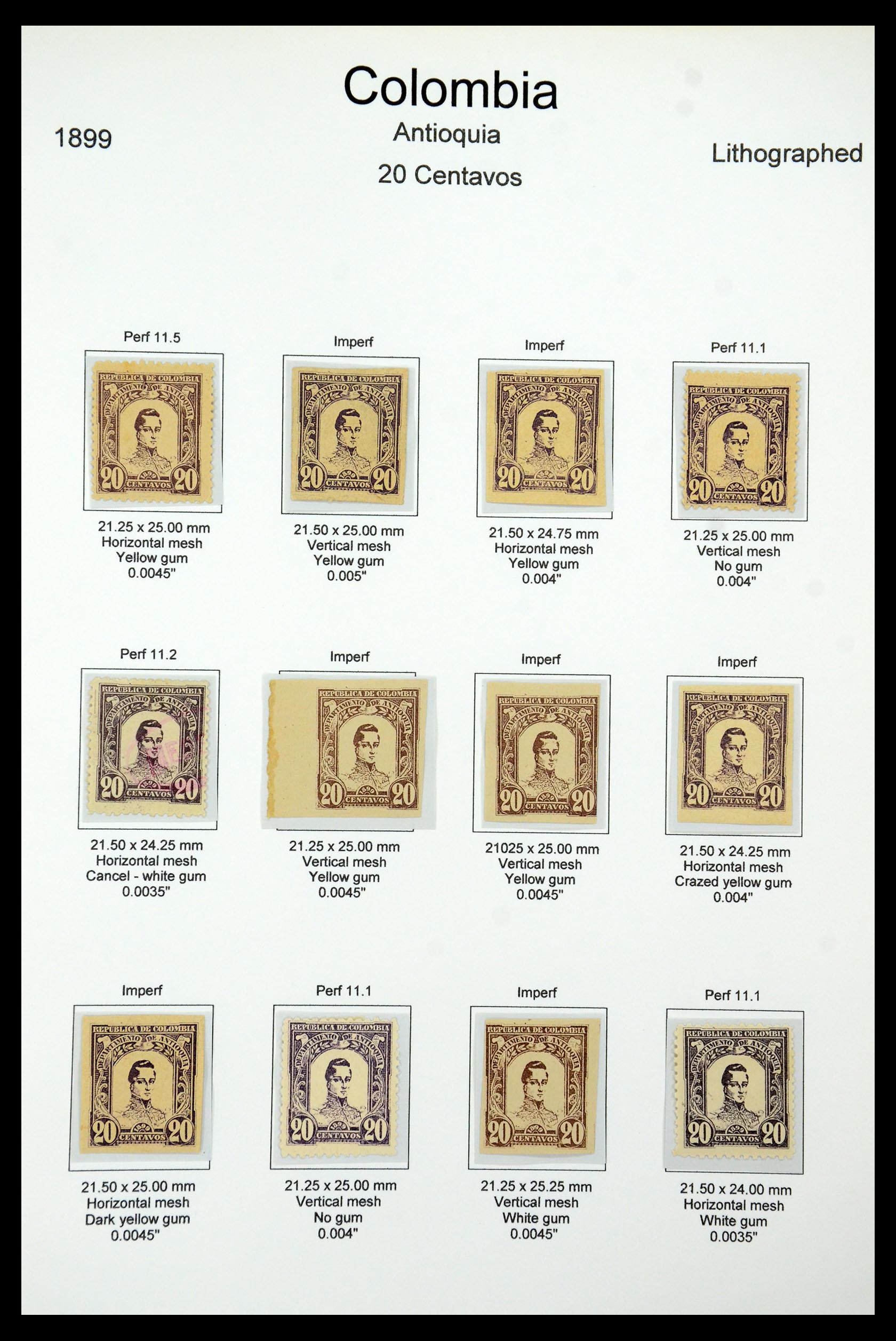35519 049 - Postzegelverzameling 35519 Colombia Antioquia 1899.