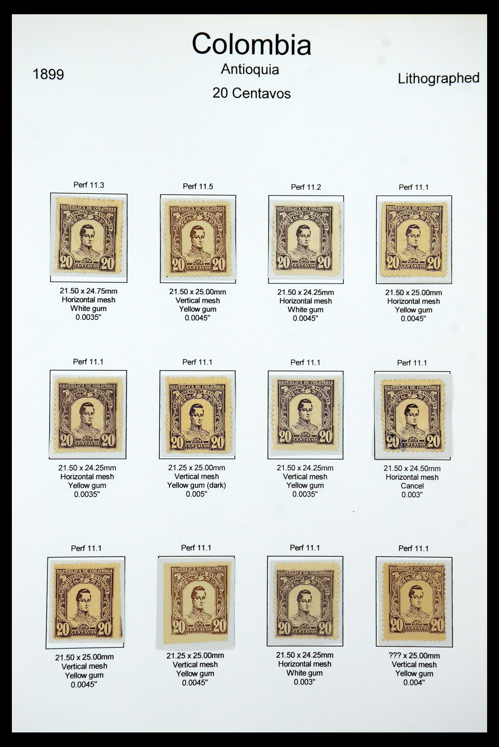 35519 050 - Postzegelverzameling 35519 Colombia Antioquia 1899.