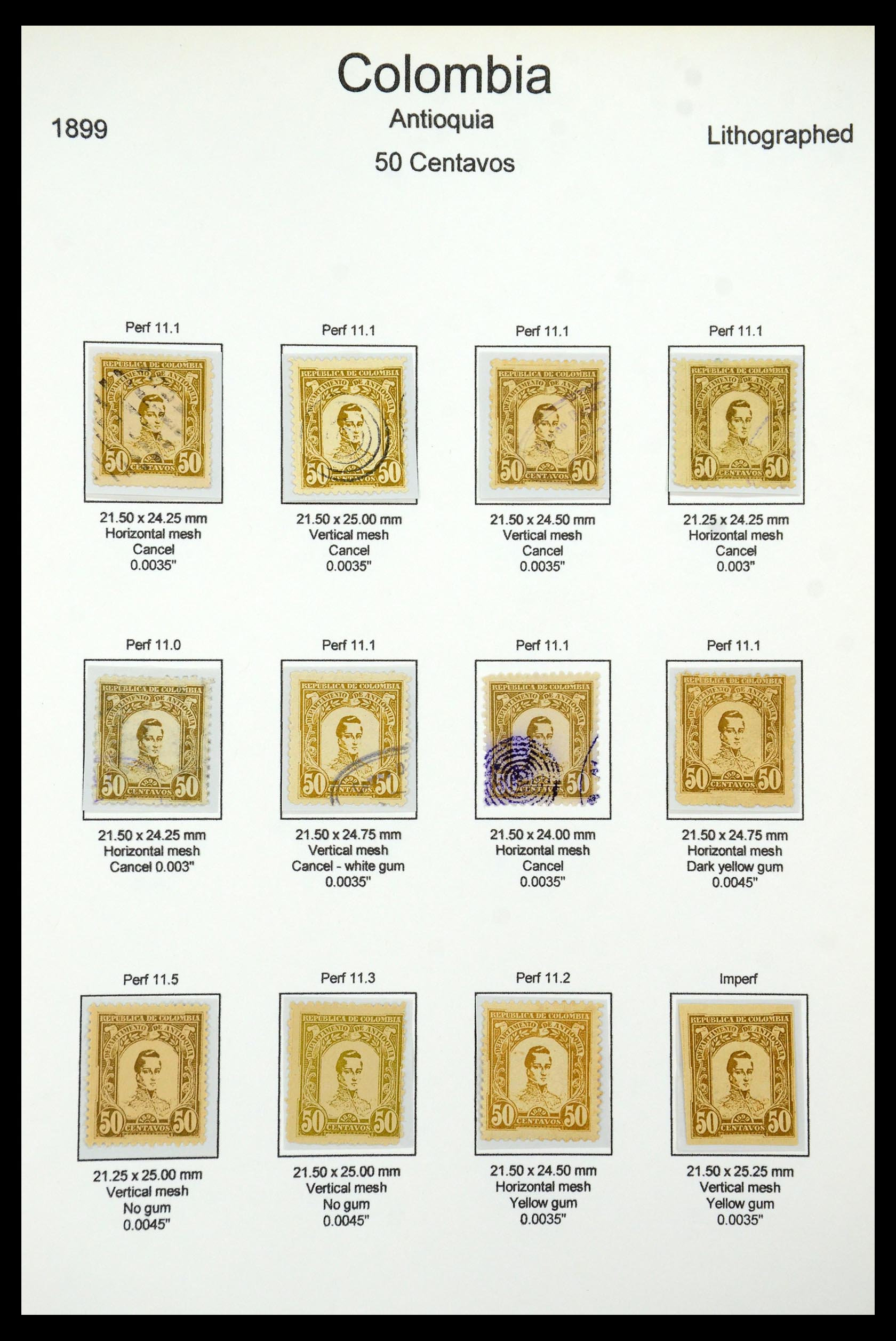 35519 055 - Postzegelverzameling 35519 Colombia Antioquia 1899.
