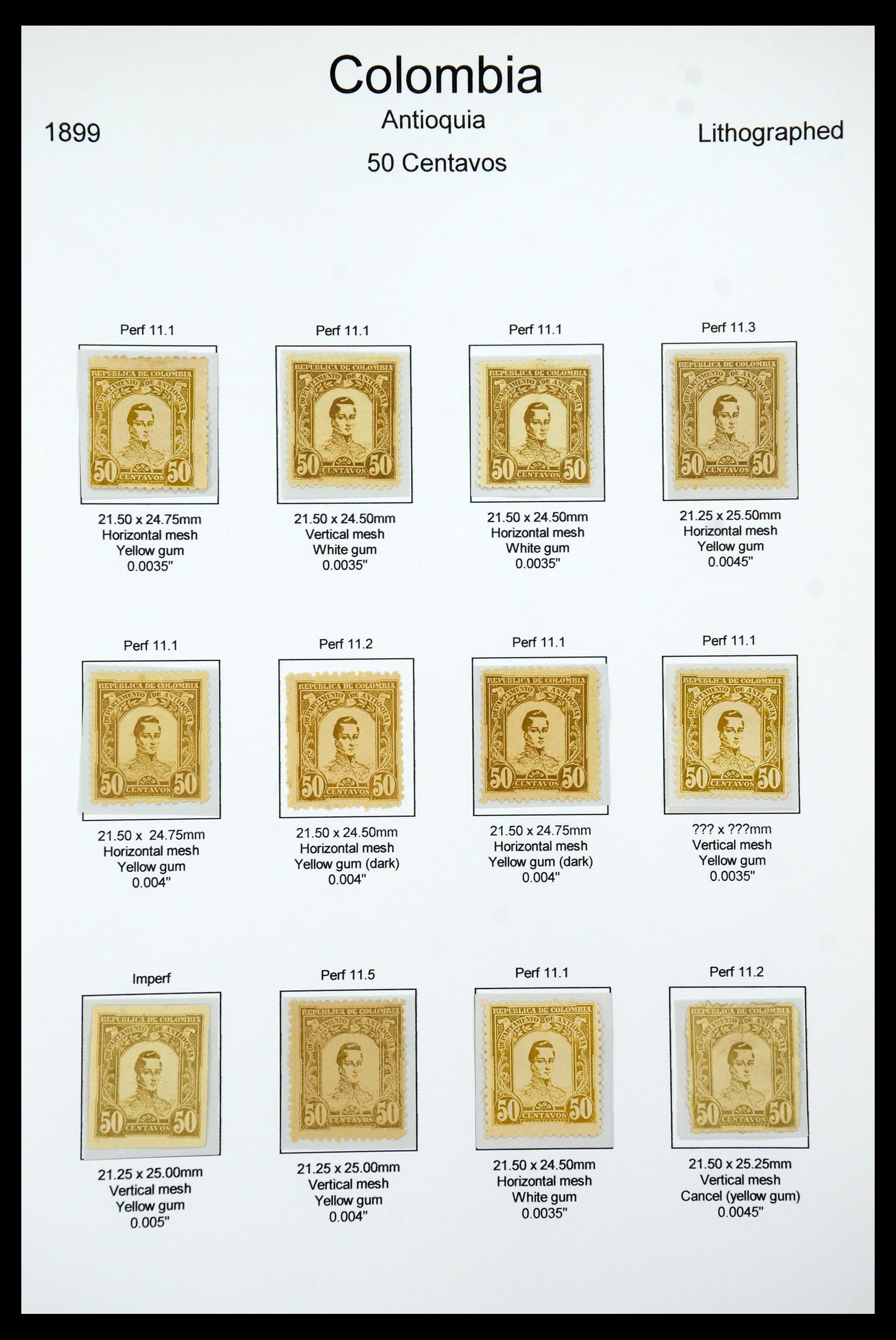 35519 056 - Postzegelverzameling 35519 Colombia Antioquia 1899.