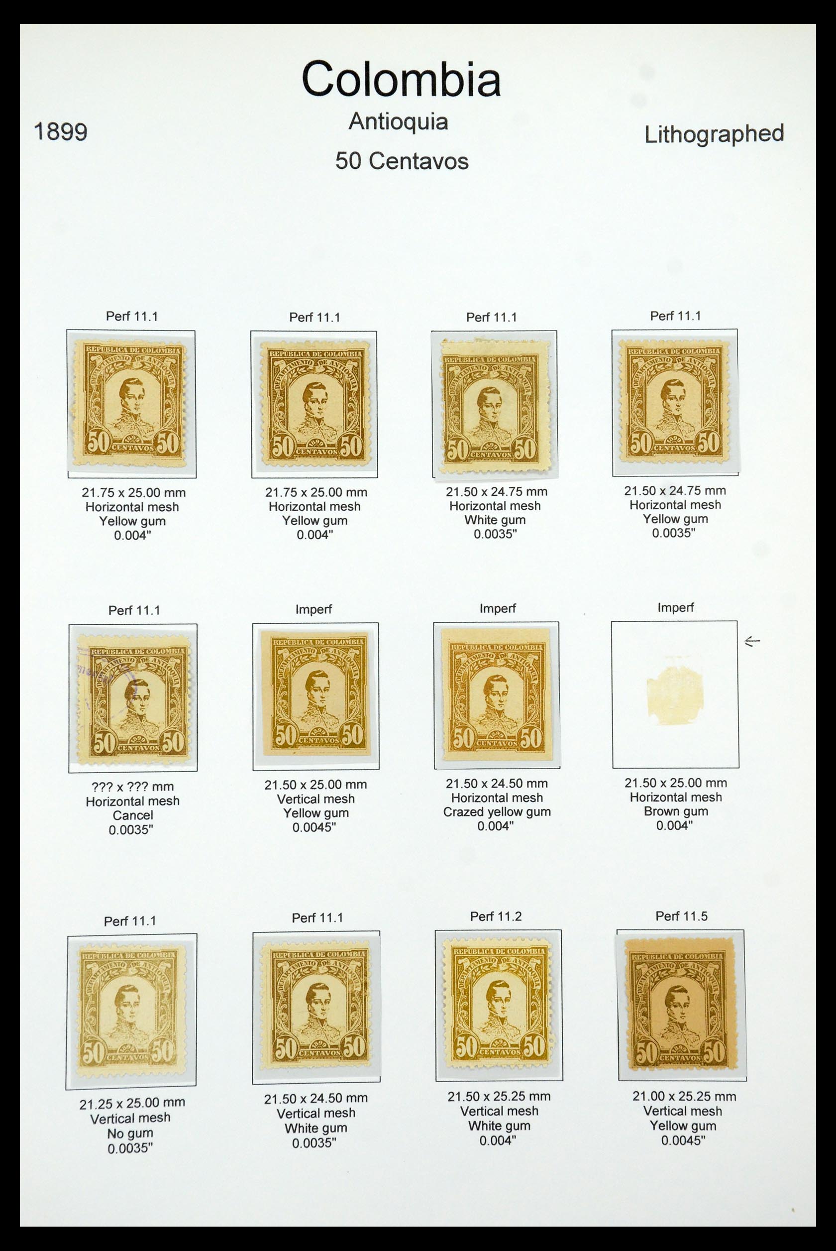 35519 057 - Postzegelverzameling 35519 Colombia Antioquia 1899.