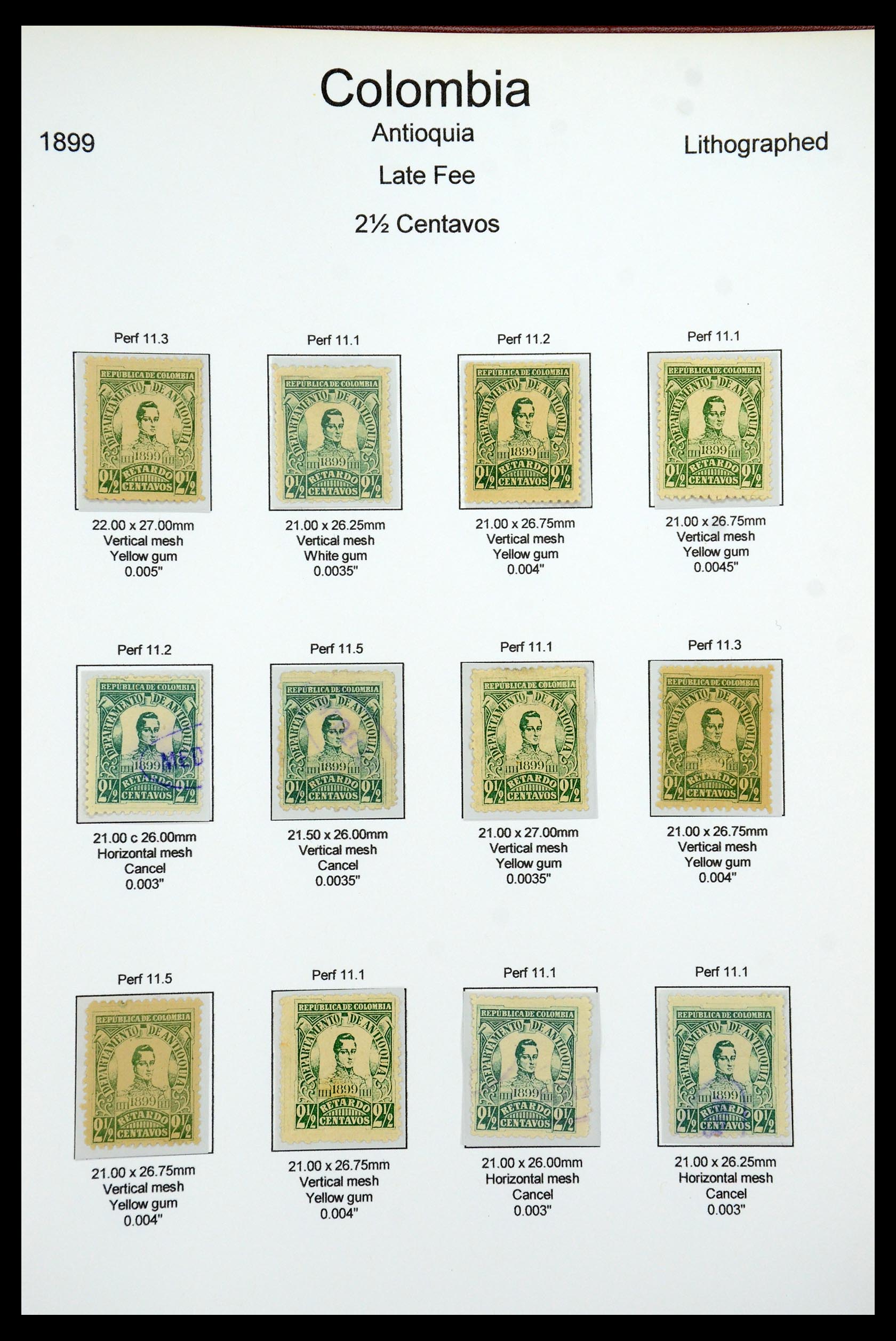35519 072 - Postzegelverzameling 35519 Colombia Antioquia 1899.