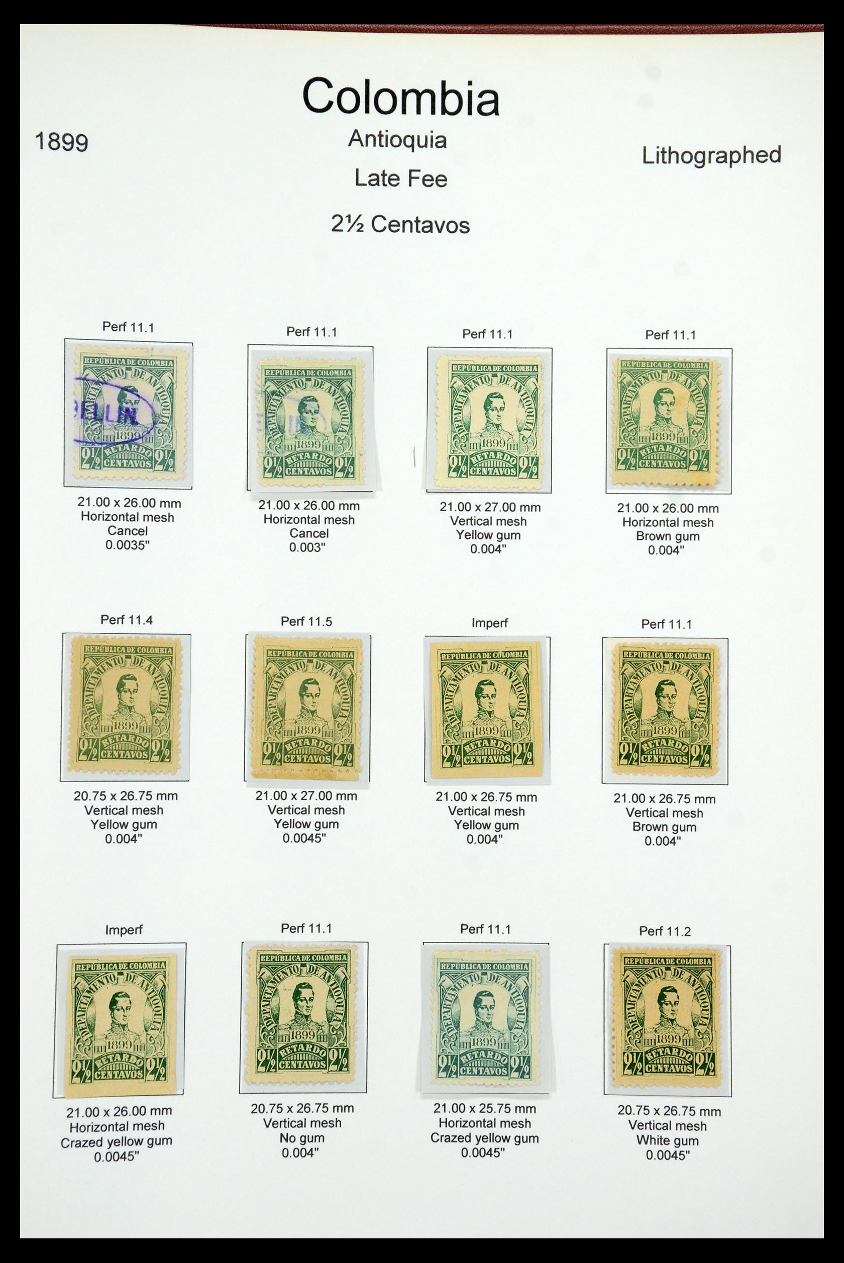 35519 073 - Postzegelverzameling 35519 Colombia Antioquia 1899.