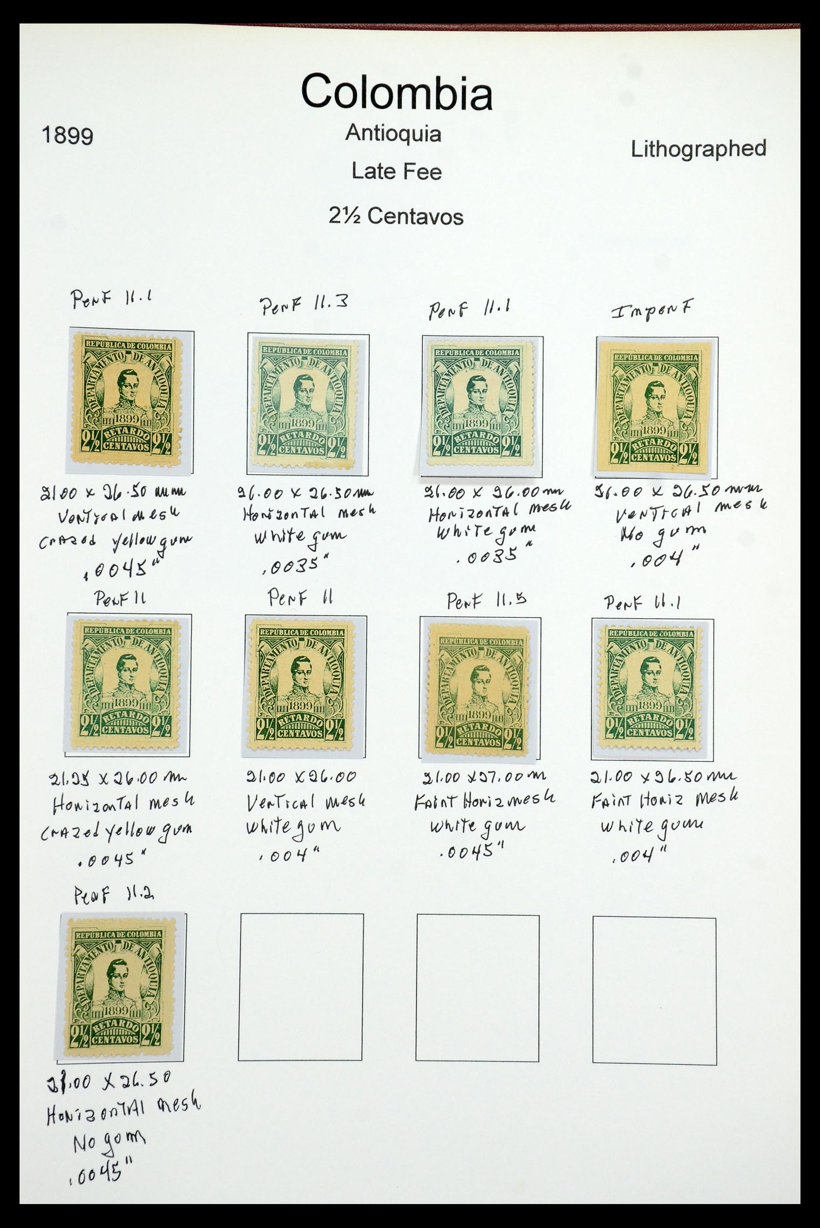 35519 074 - Postzegelverzameling 35519 Colombia Antioquia 1899.