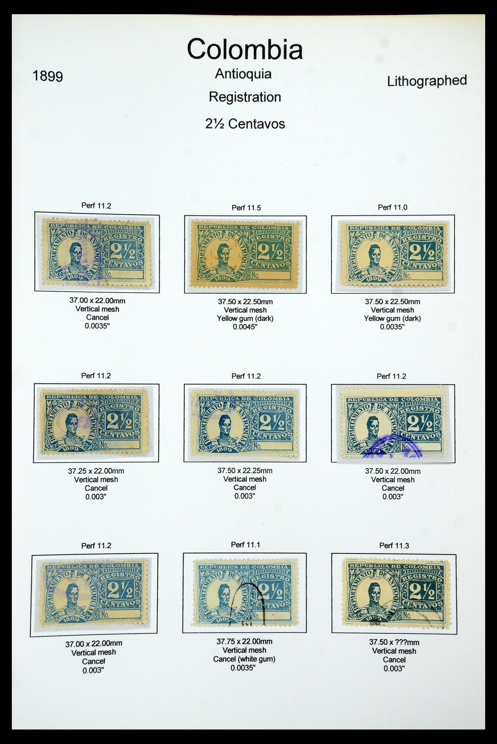 35519 079 - Postzegelverzameling 35519 Colombia Antioquia 1899.