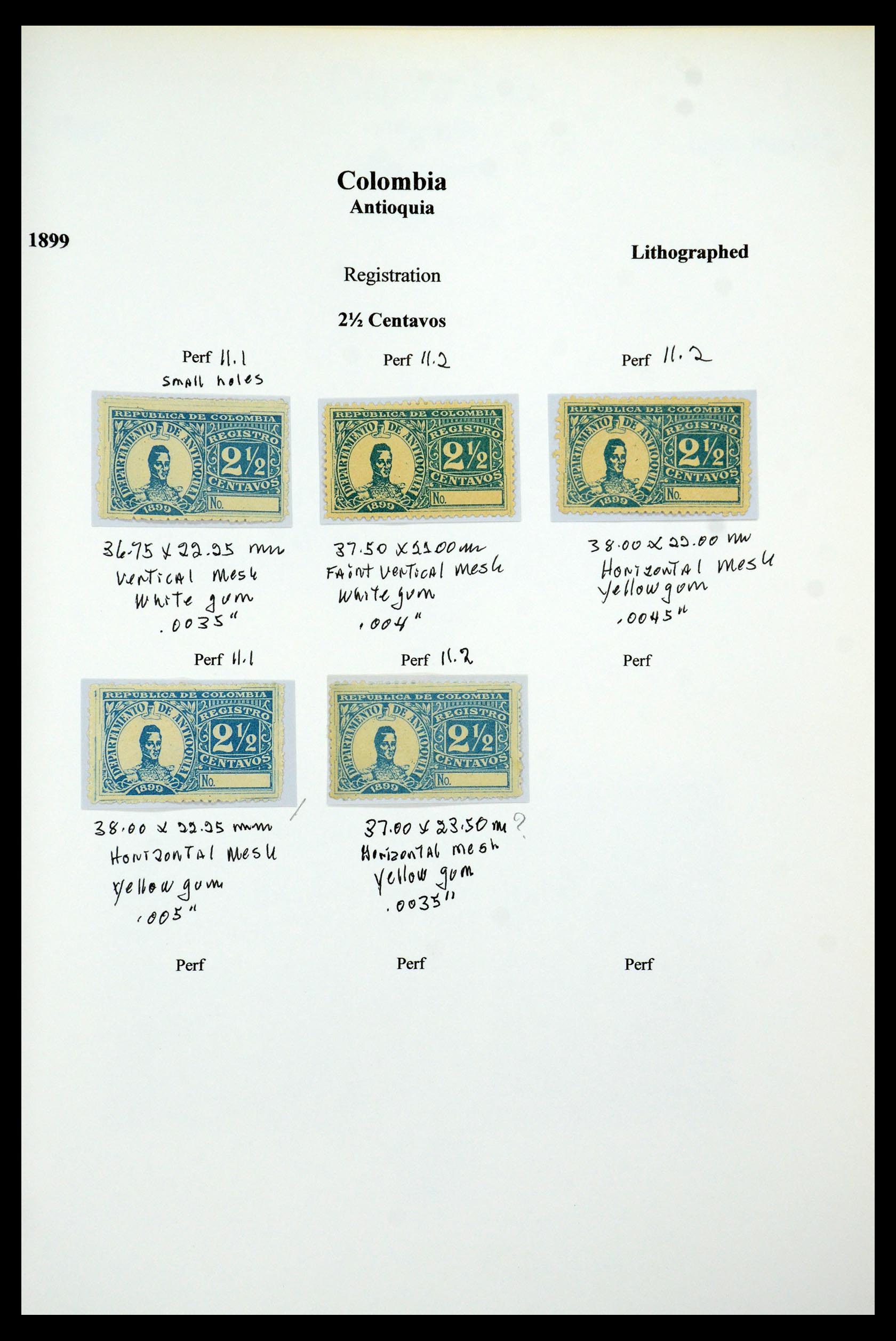 35519 082 - Postzegelverzameling 35519 Colombia Antioquia 1899.