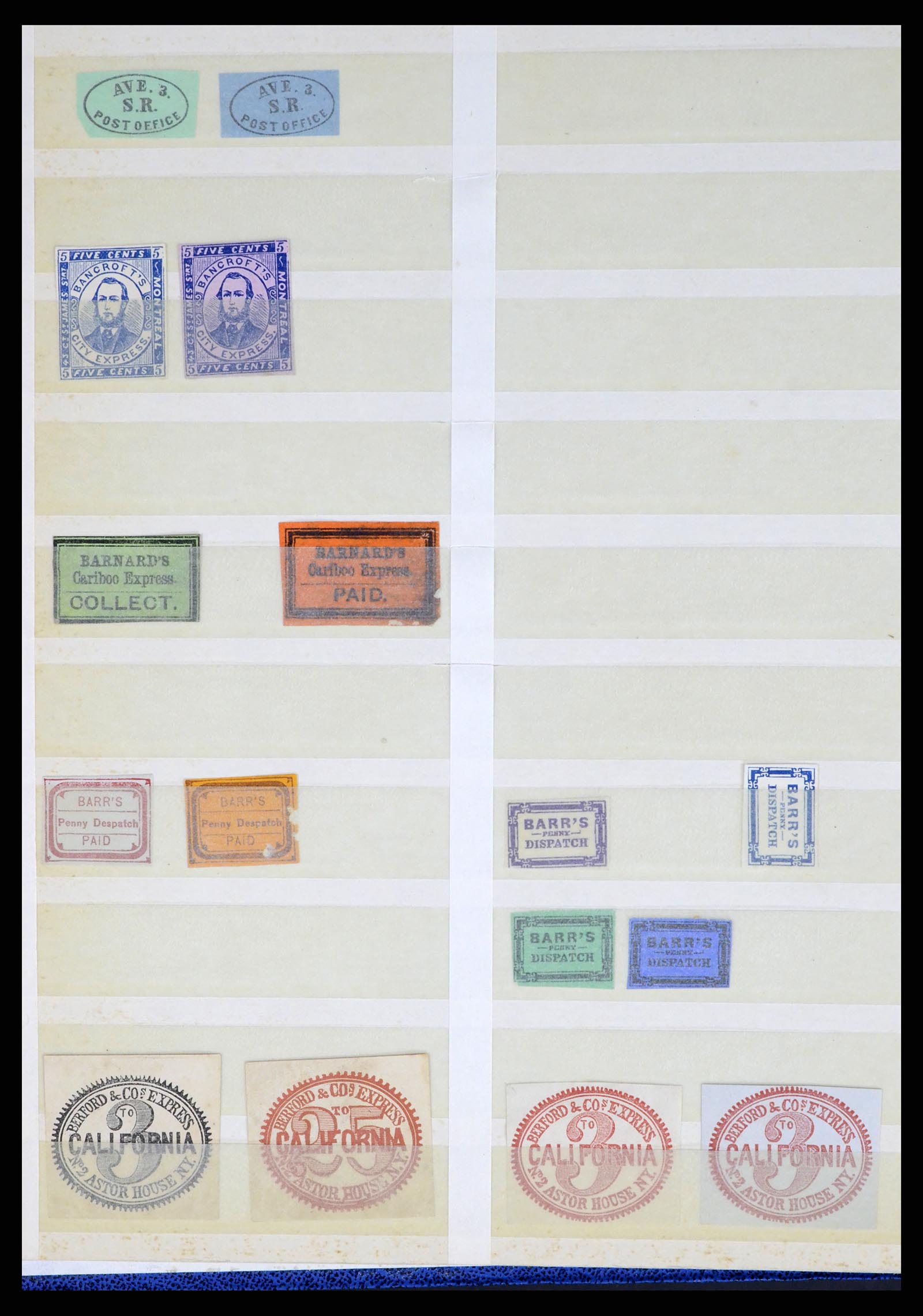 35520 002 - Postzegelverzameling 35520 USA local/carrier stamps 1851-1883.