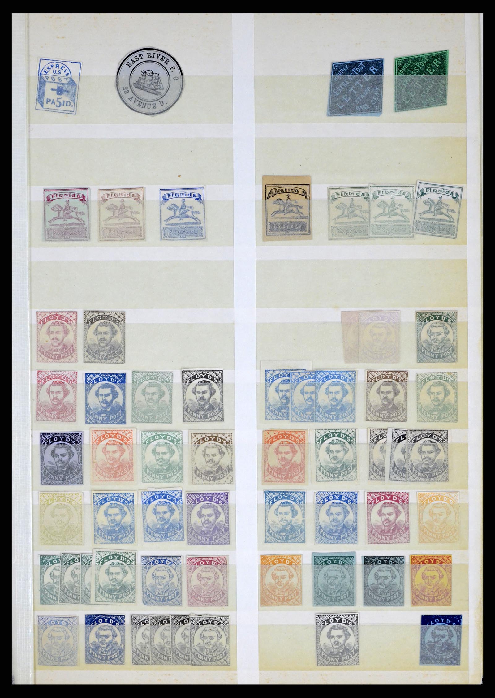 35520 021 - Postzegelverzameling 35520 USA local/carrier stamps 1851-1883.