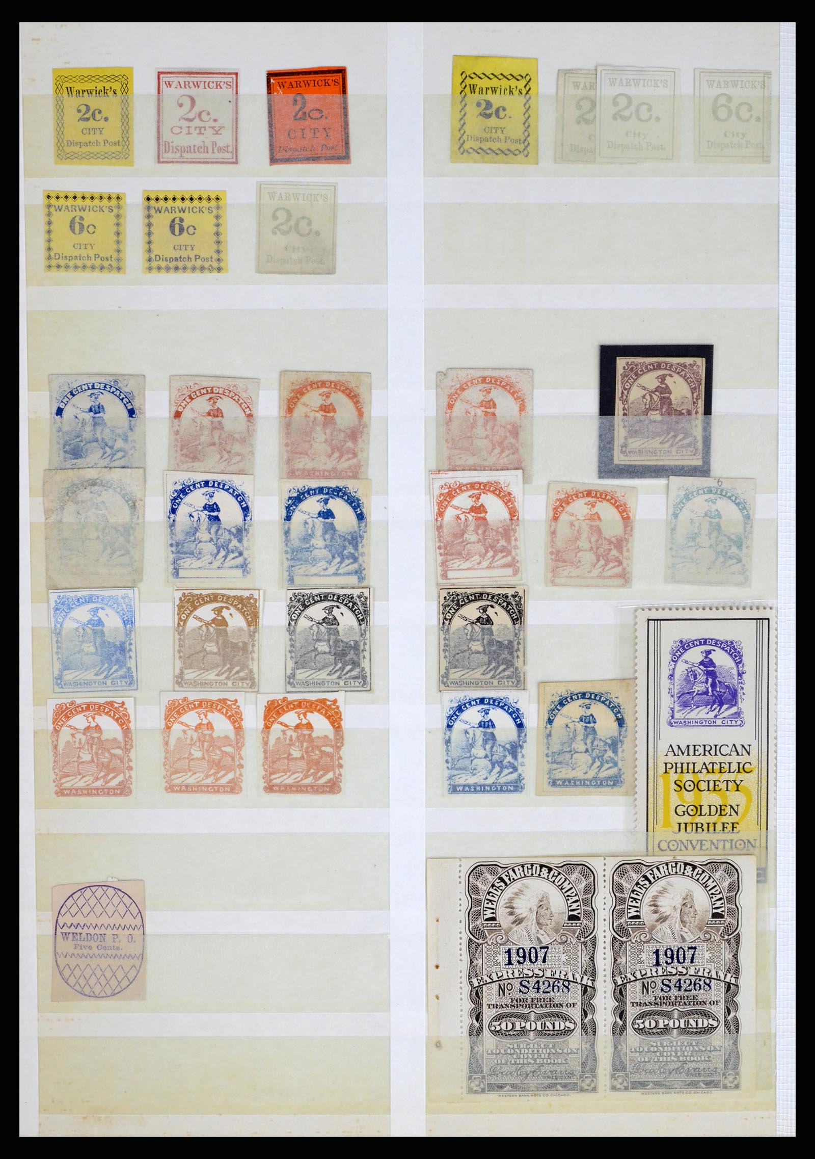 35520 046 - Postzegelverzameling 35520 USA local/carrier stamps 1851-1883.
