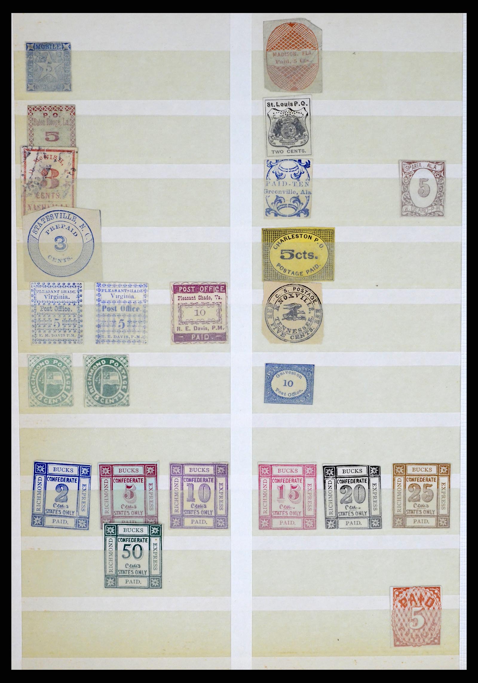 35520 051 - Postzegelverzameling 35520 USA local/carrier stamps 1851-1883.
