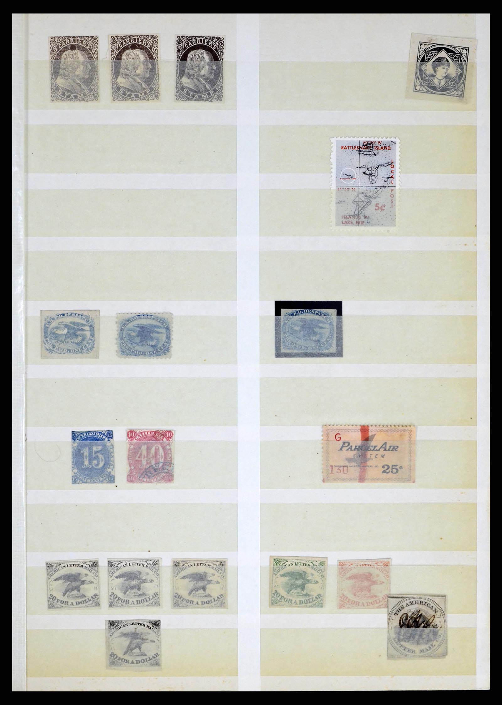 35520 052 - Postzegelverzameling 35520 USA local/carrier stamps 1851-1883.