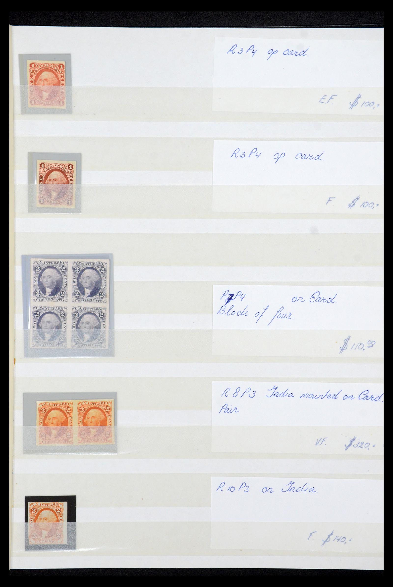 35521 001 - Stamp Collection 35521 USA fiscal proofs 1862-1872.