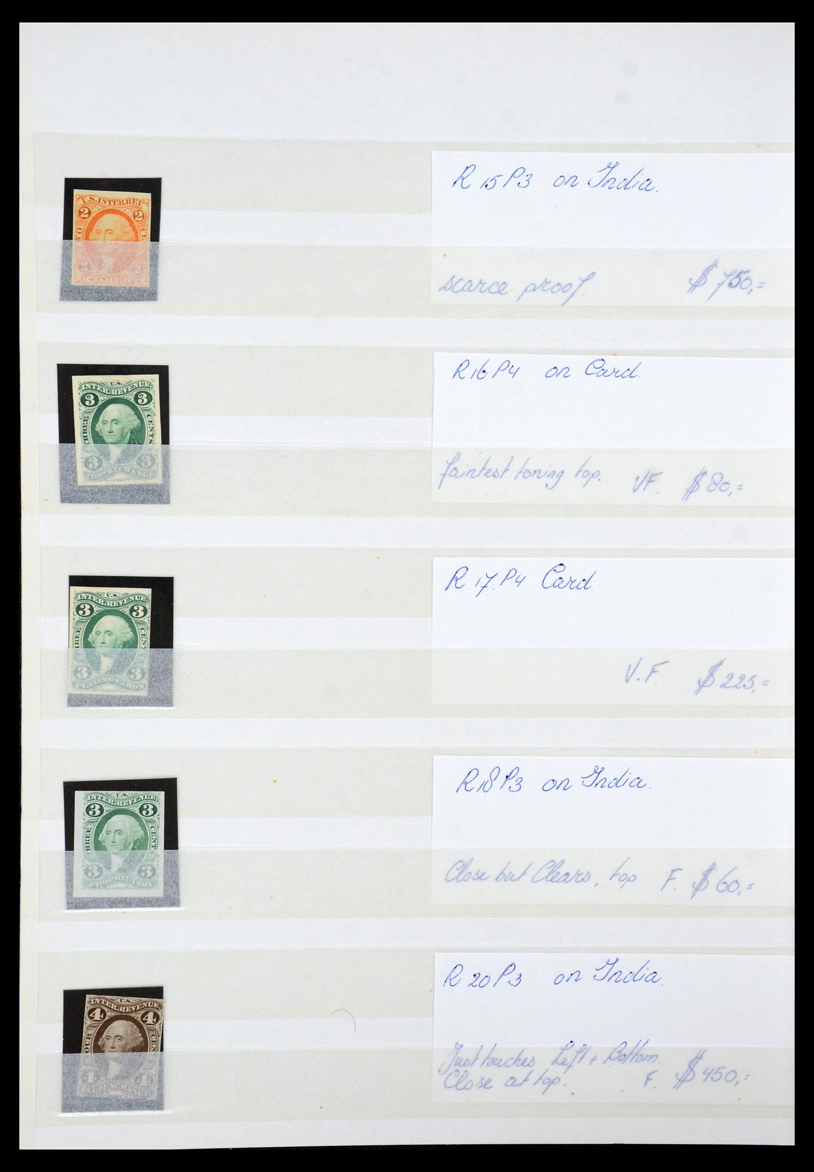 35521 002 - Postzegelverzameling 35521 USA fiscaal proeven 1862-1872.