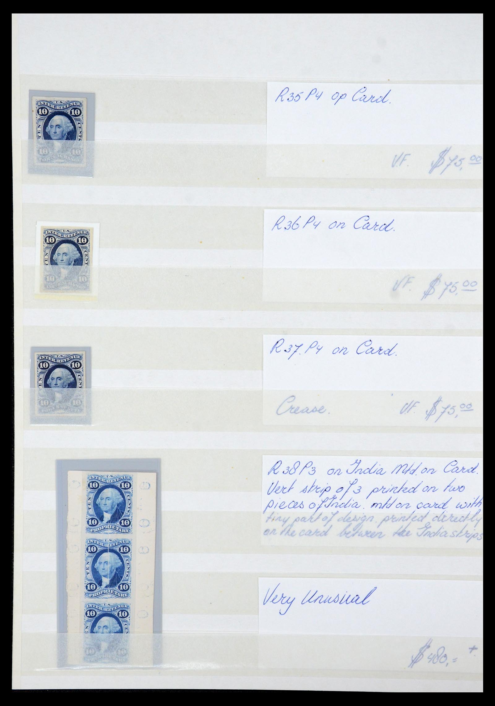 35521 004 - Postzegelverzameling 35521 USA fiscaal proeven 1862-1872.