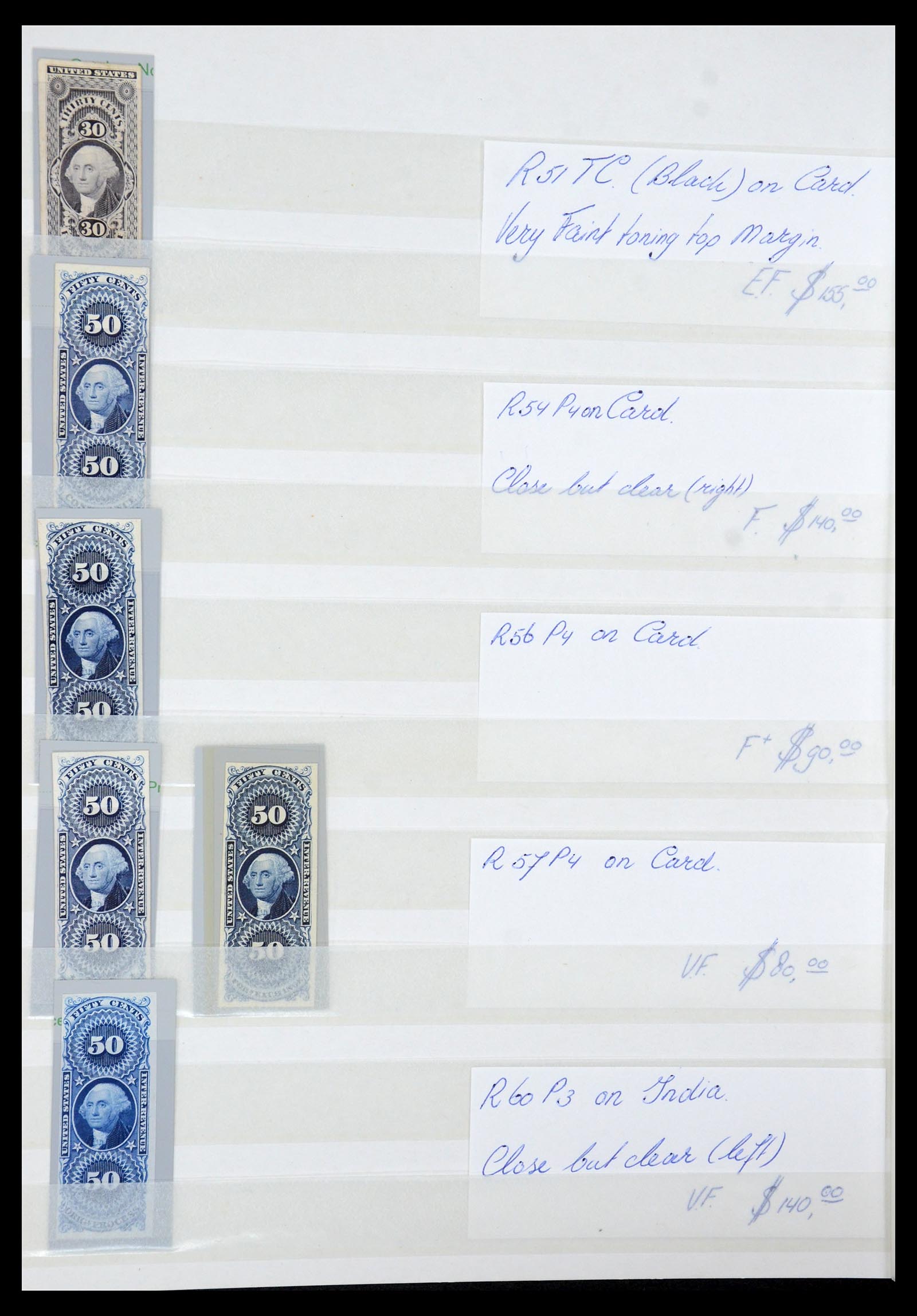 35521 006 - Postzegelverzameling 35521 USA fiscaal proeven 1862-1872.