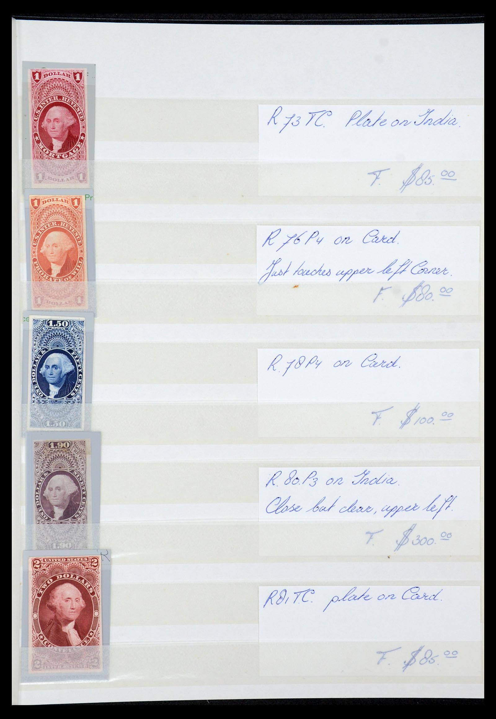 35521 009 - Stamp Collection 35521 USA fiscal proofs 1862-1872.