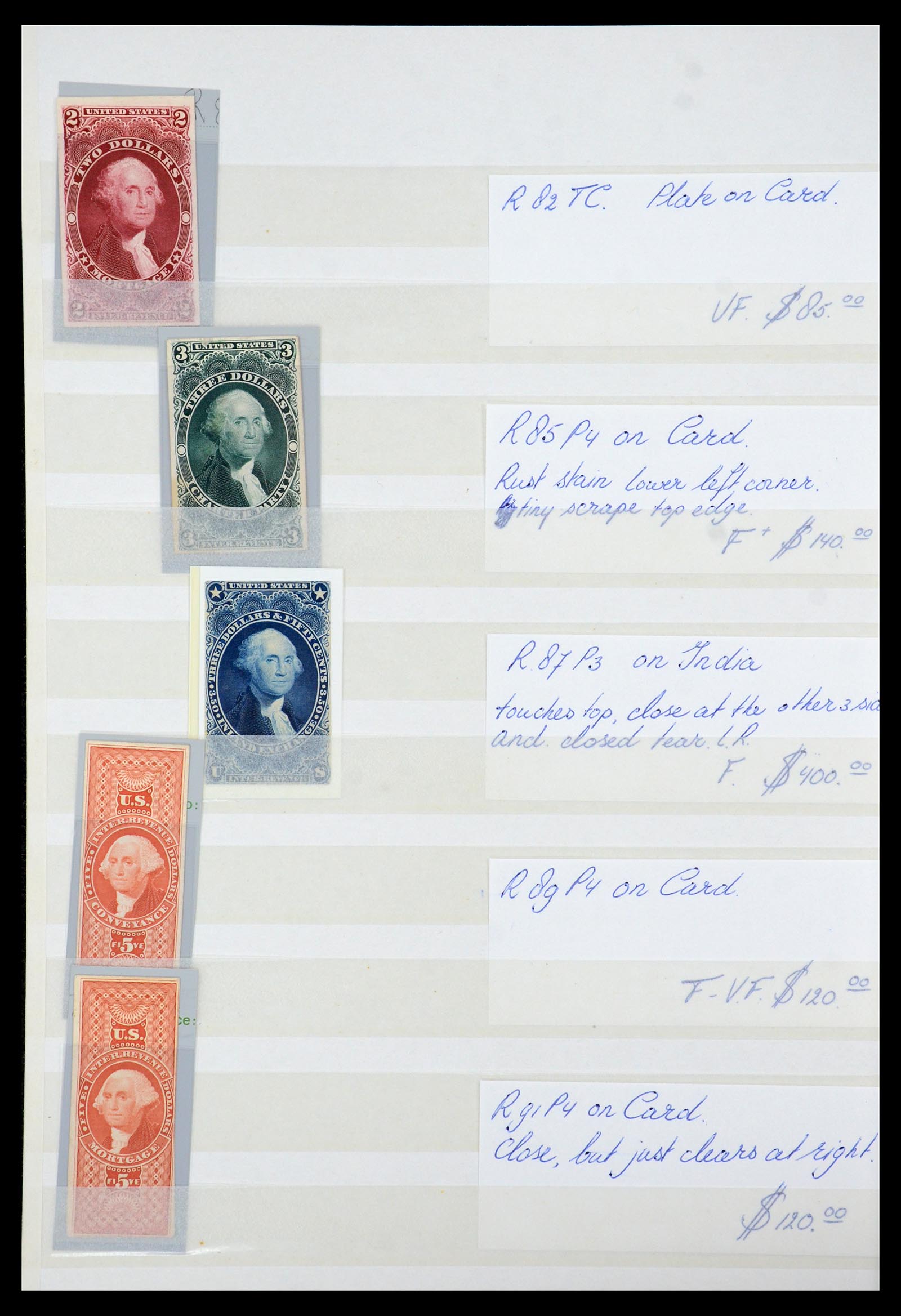 35521 010 - Stamp Collection 35521 USA fiscal proofs 1862-1872.