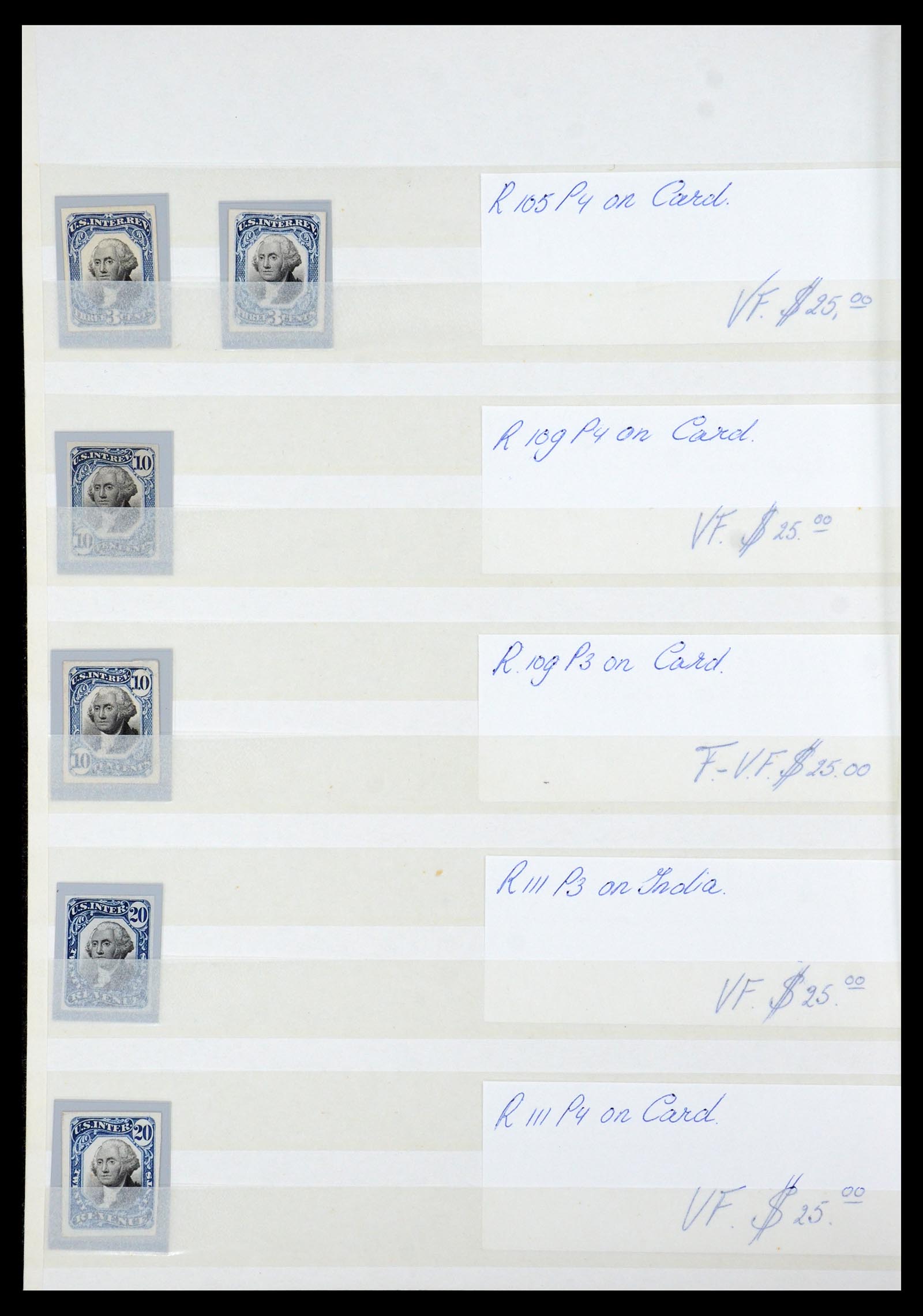 35521 012 - Postzegelverzameling 35521 USA fiscaal proeven 1862-1872.