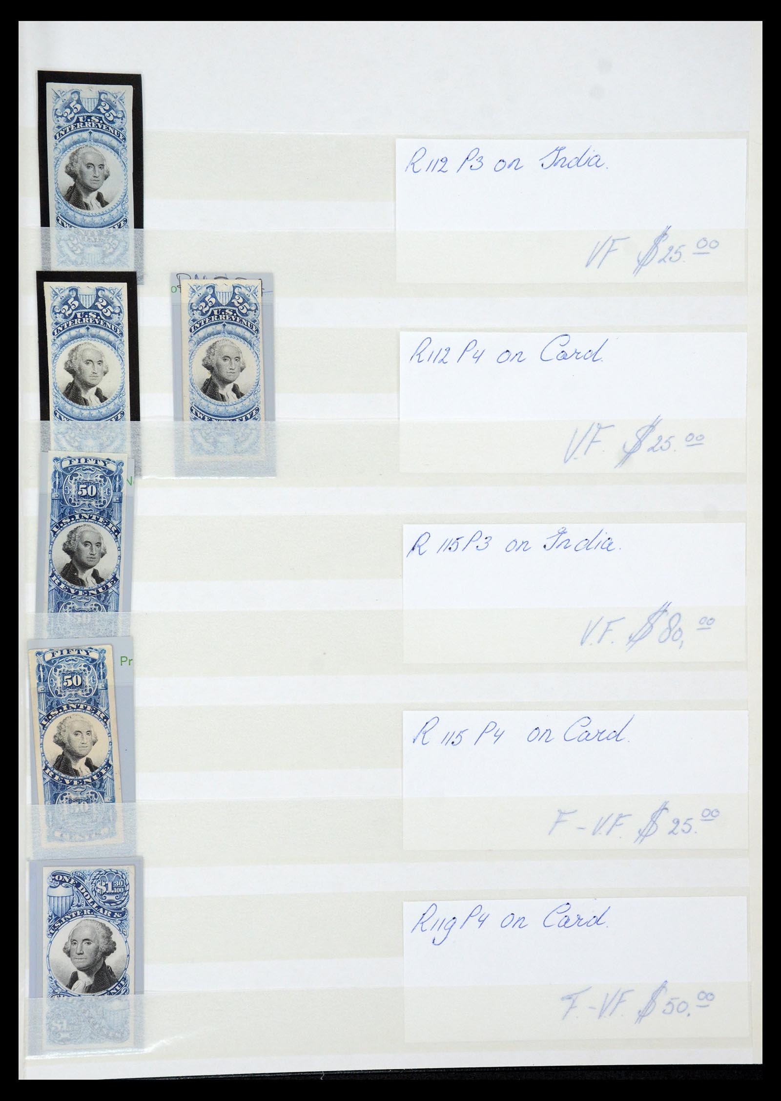35521 013 - Postzegelverzameling 35521 USA fiscaal proeven 1862-1872.