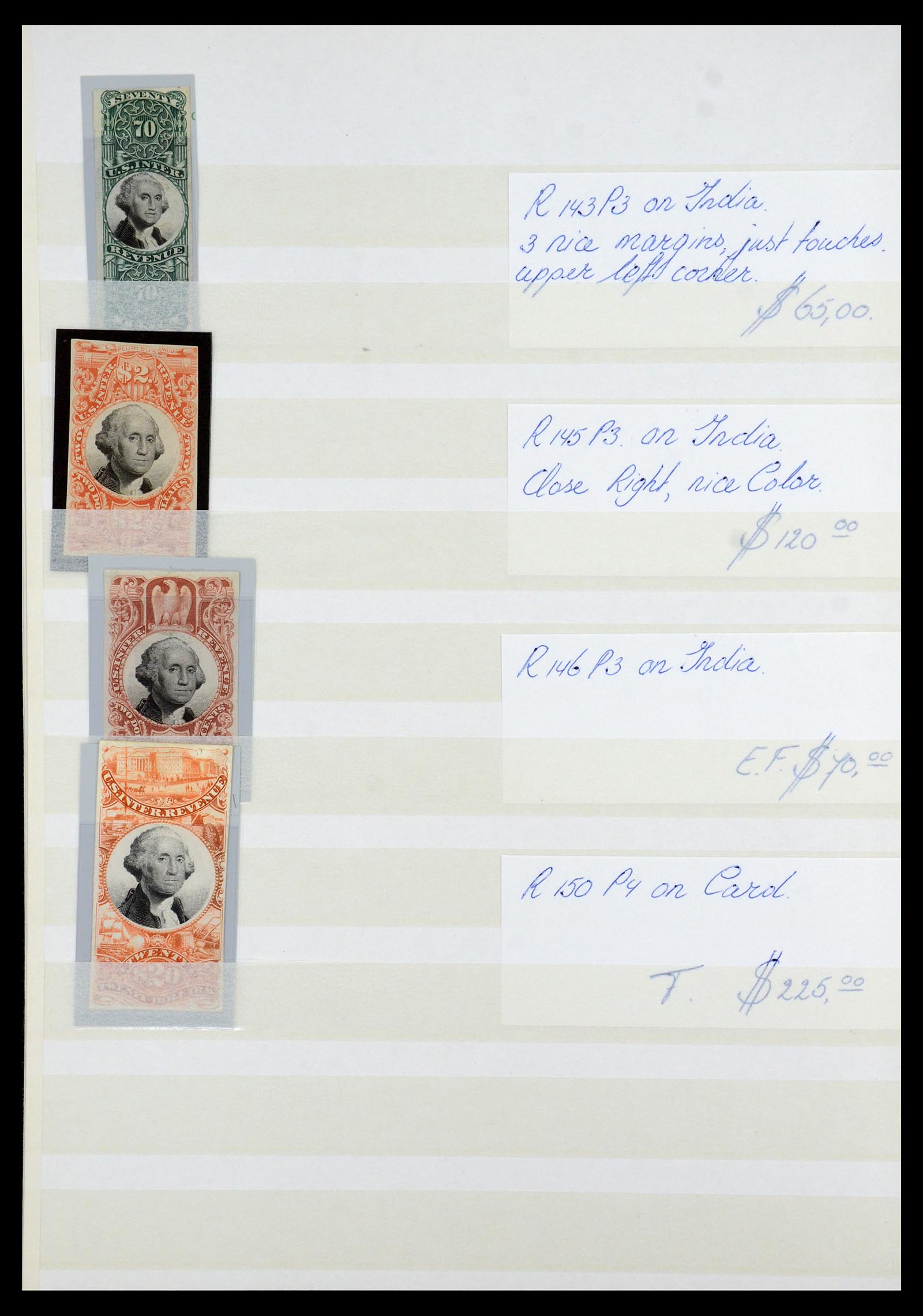 35521 016 - Postzegelverzameling 35521 USA fiscaal proeven 1862-1872.