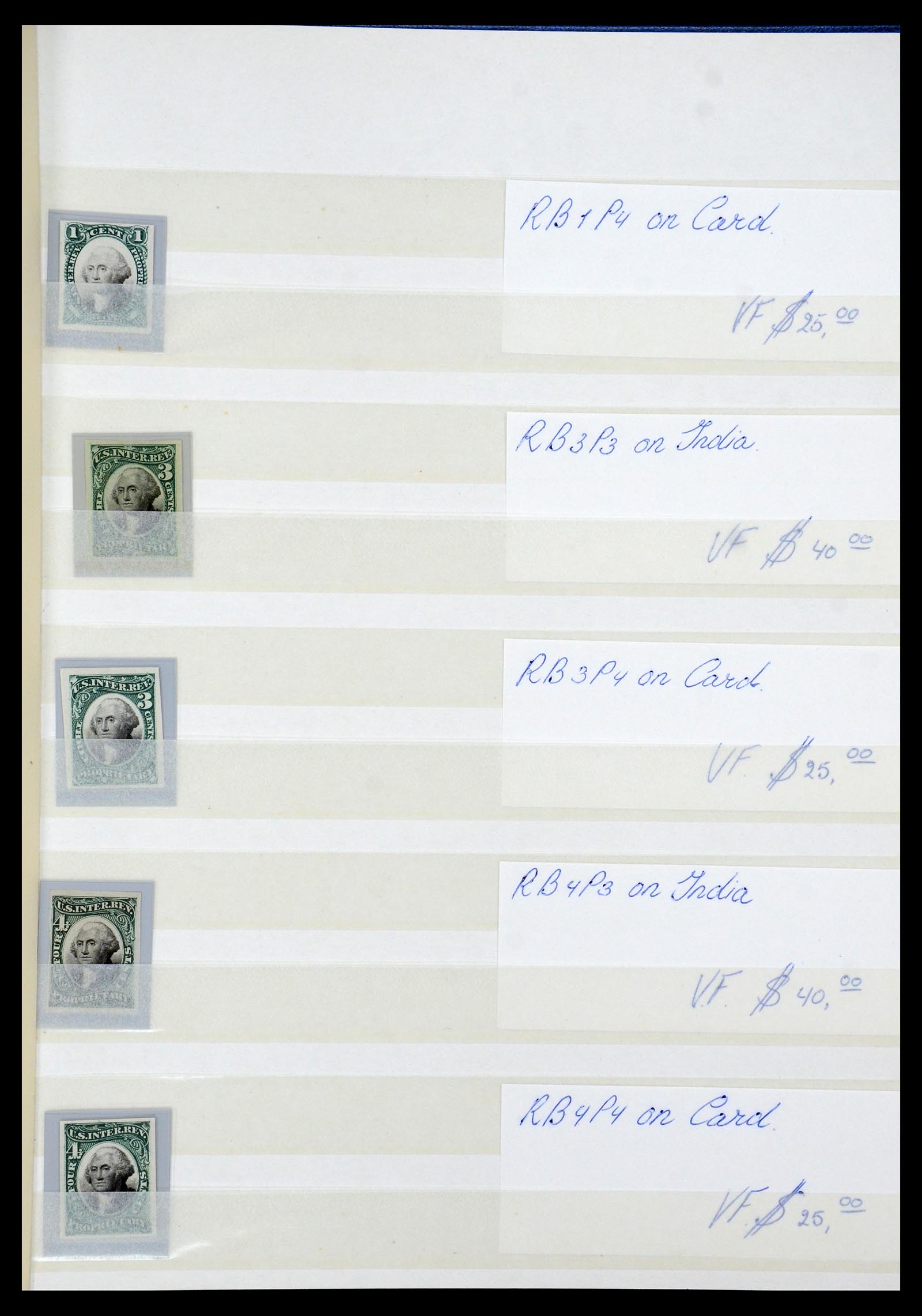 35521 017 - Postzegelverzameling 35521 USA fiscaal proeven 1862-1872.