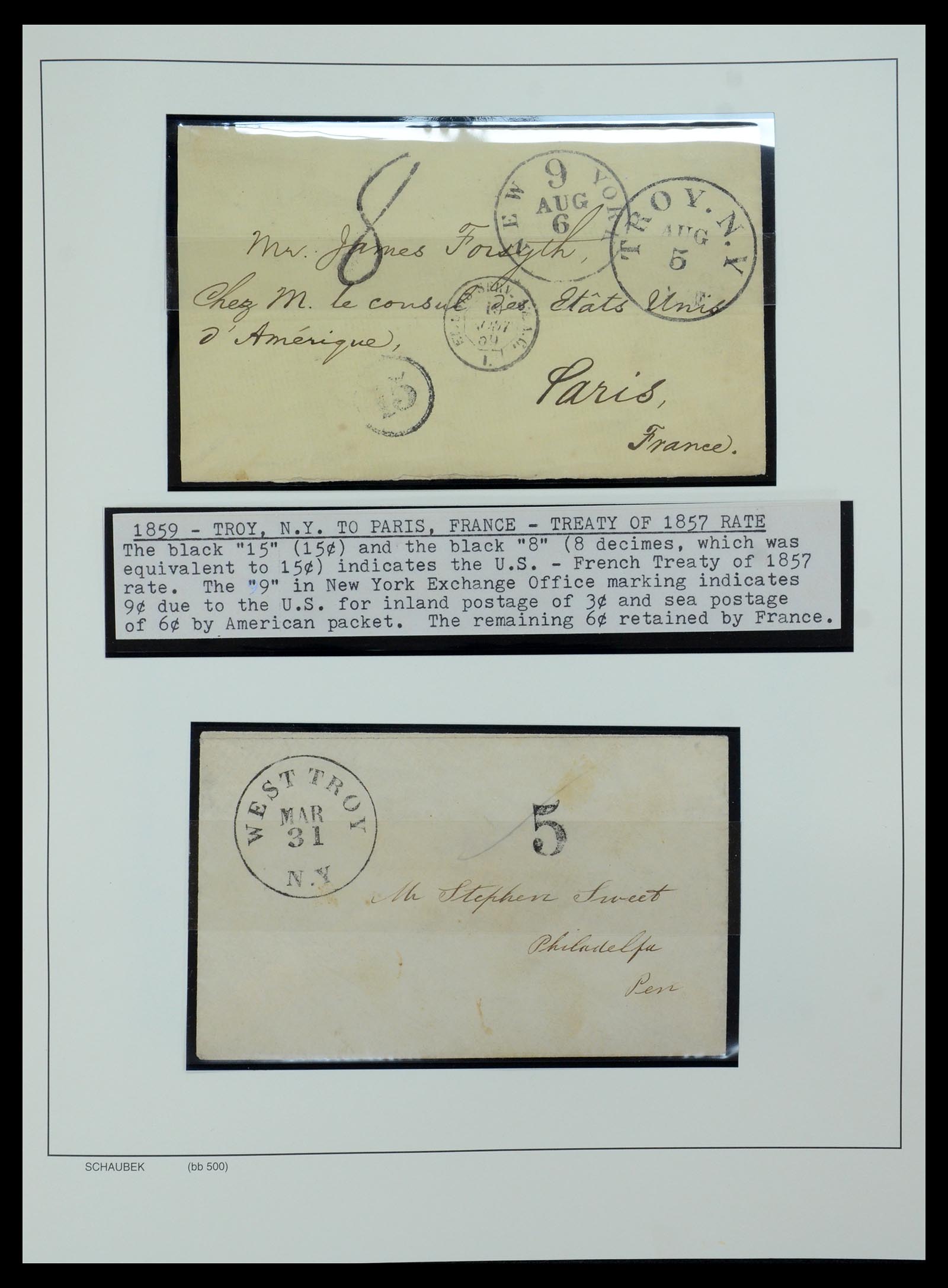 35528 003 - Postzegelverzameling 35528 USA brieven 1804-1859.