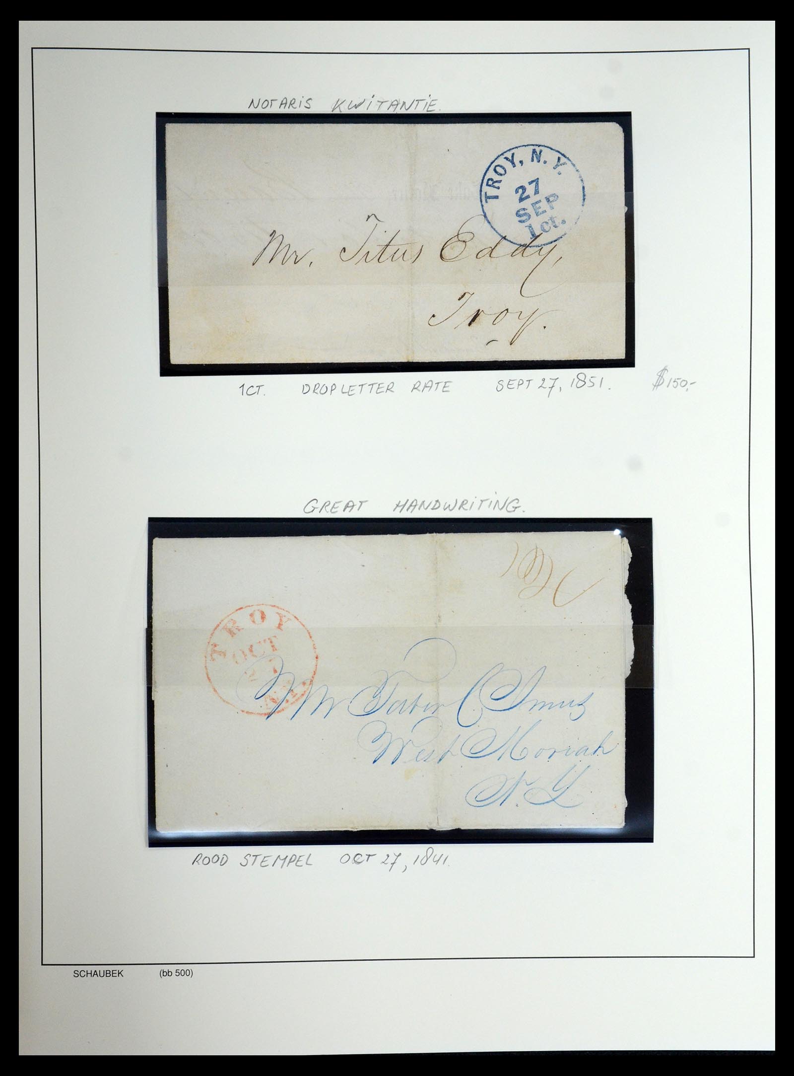 35528 005 - Postzegelverzameling 35528 USA brieven 1804-1859.