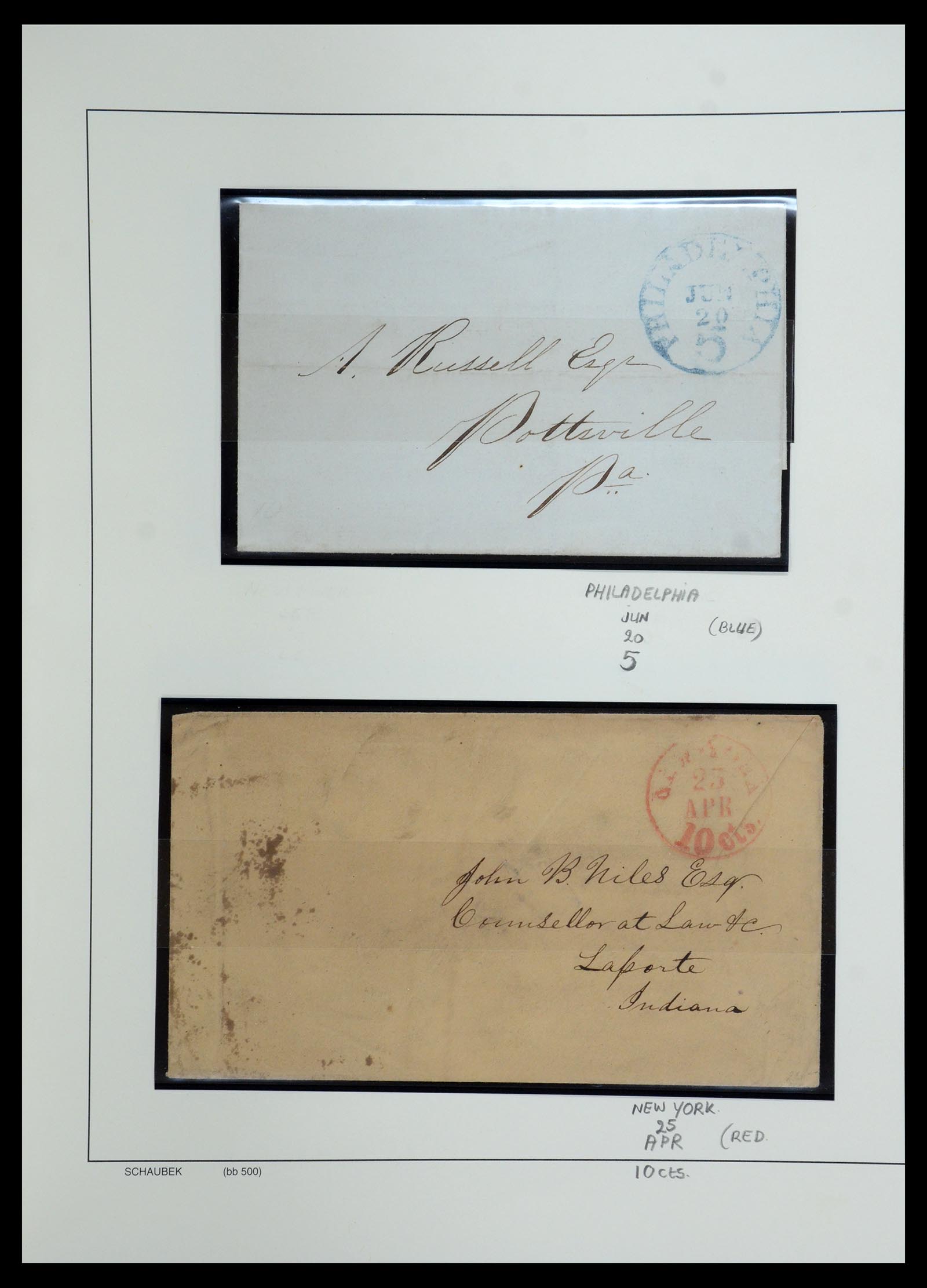 35528 016 - Postzegelverzameling 35528 USA brieven 1804-1859.