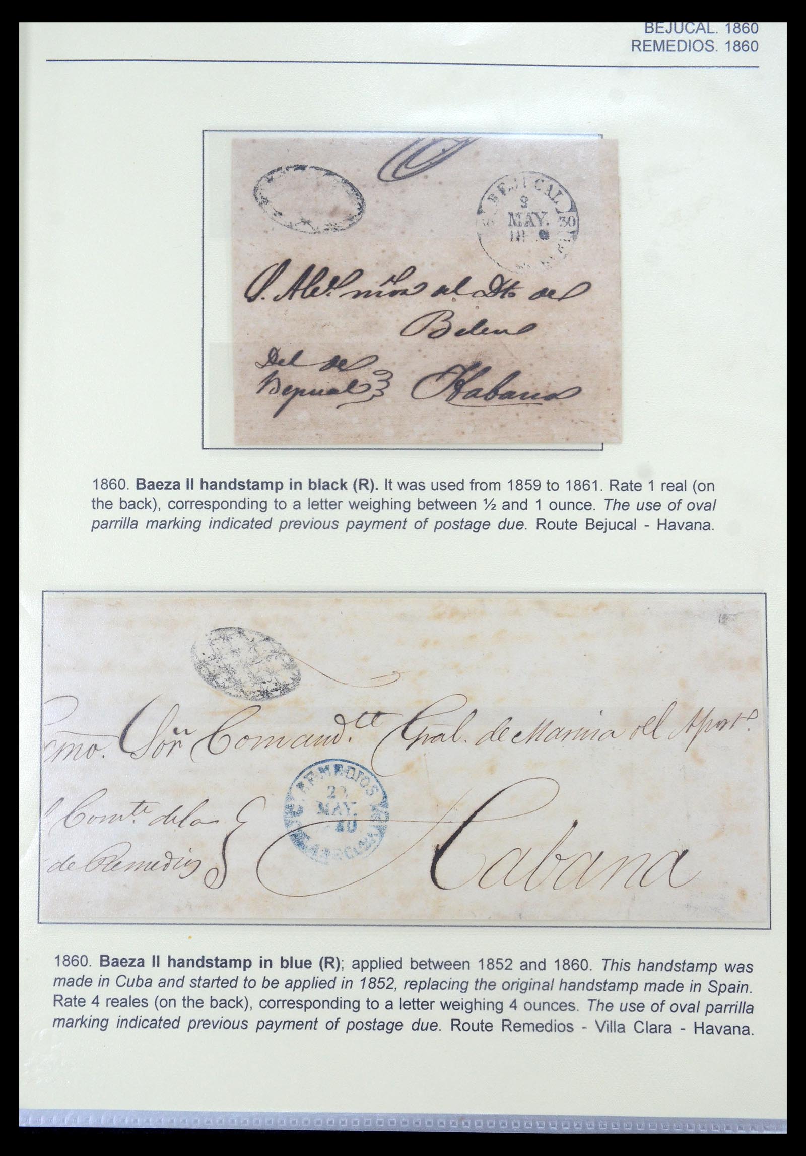 35551 002 - Stamp Collection 35551 Cuba covers 1820-1860.