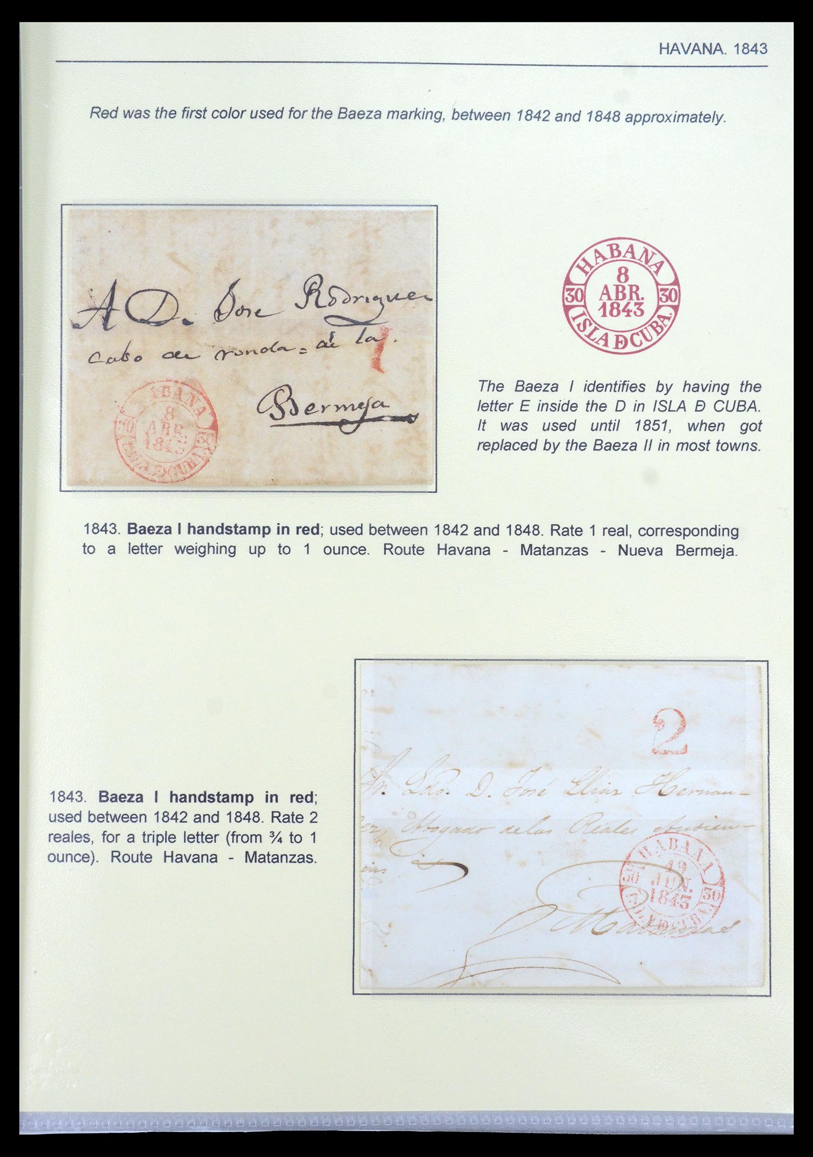 35551 009 - Stamp Collection 35551 Cuba covers 1820-1860.