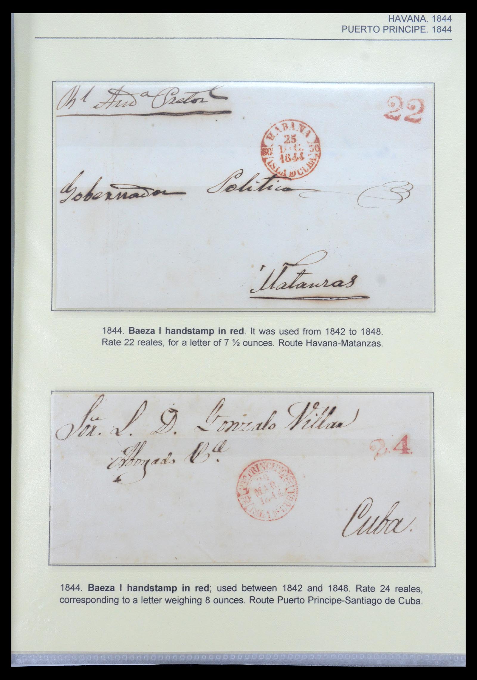 35551 010 - Postzegelverzameling 35551 Cuba brieven 1820-1860.